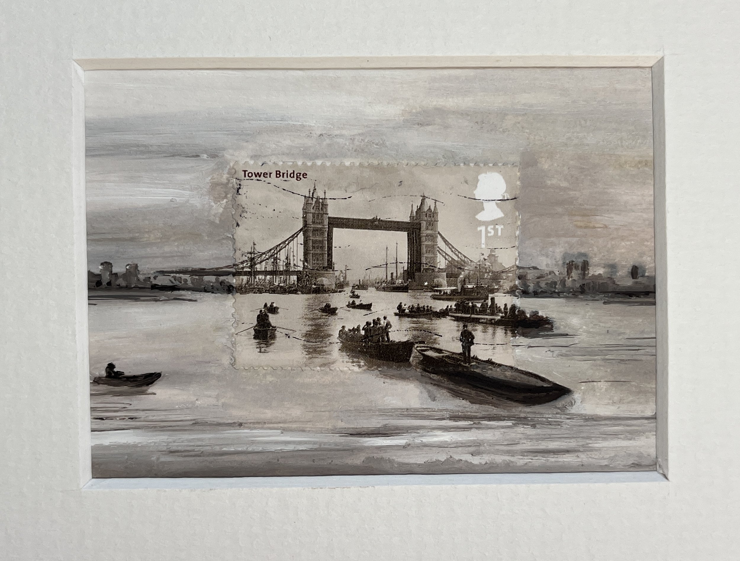 Tower Bridge London Postage Stamp Art