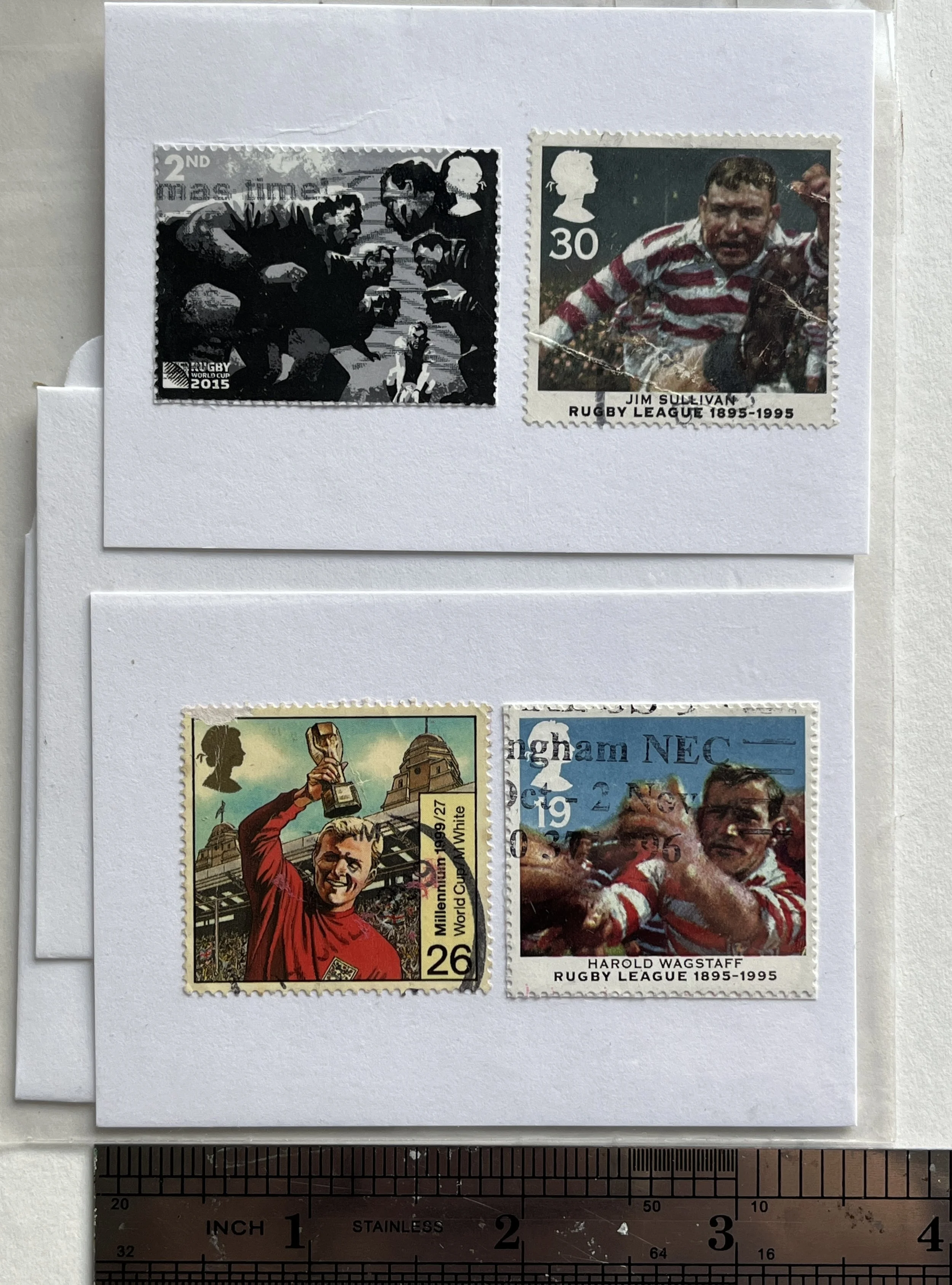 Rugby Spirit Mini Cards with Vintage Stamps