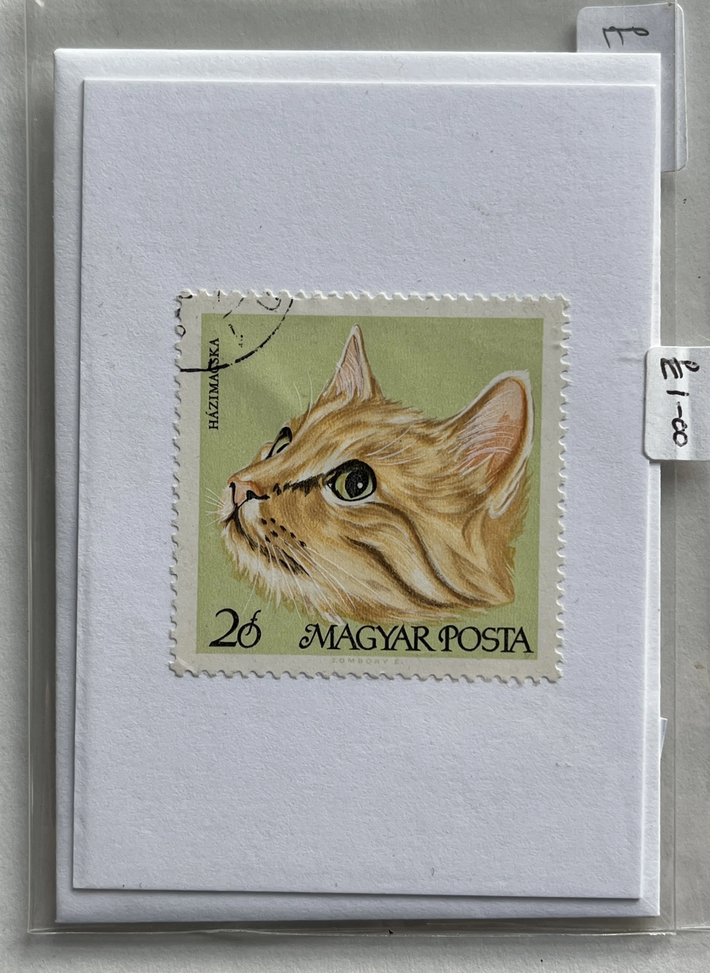 Cat Postage Stamp Card with Envelope