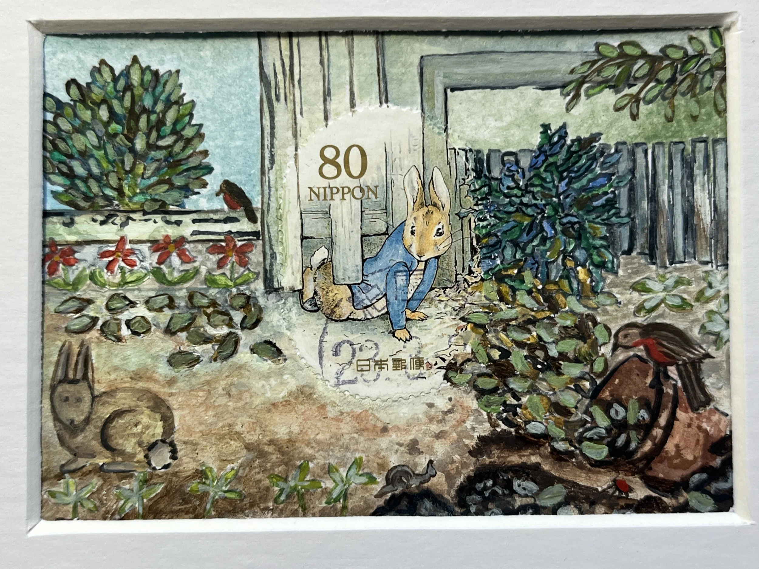 Peter Rabbit in the Garden Postage Stamp Art