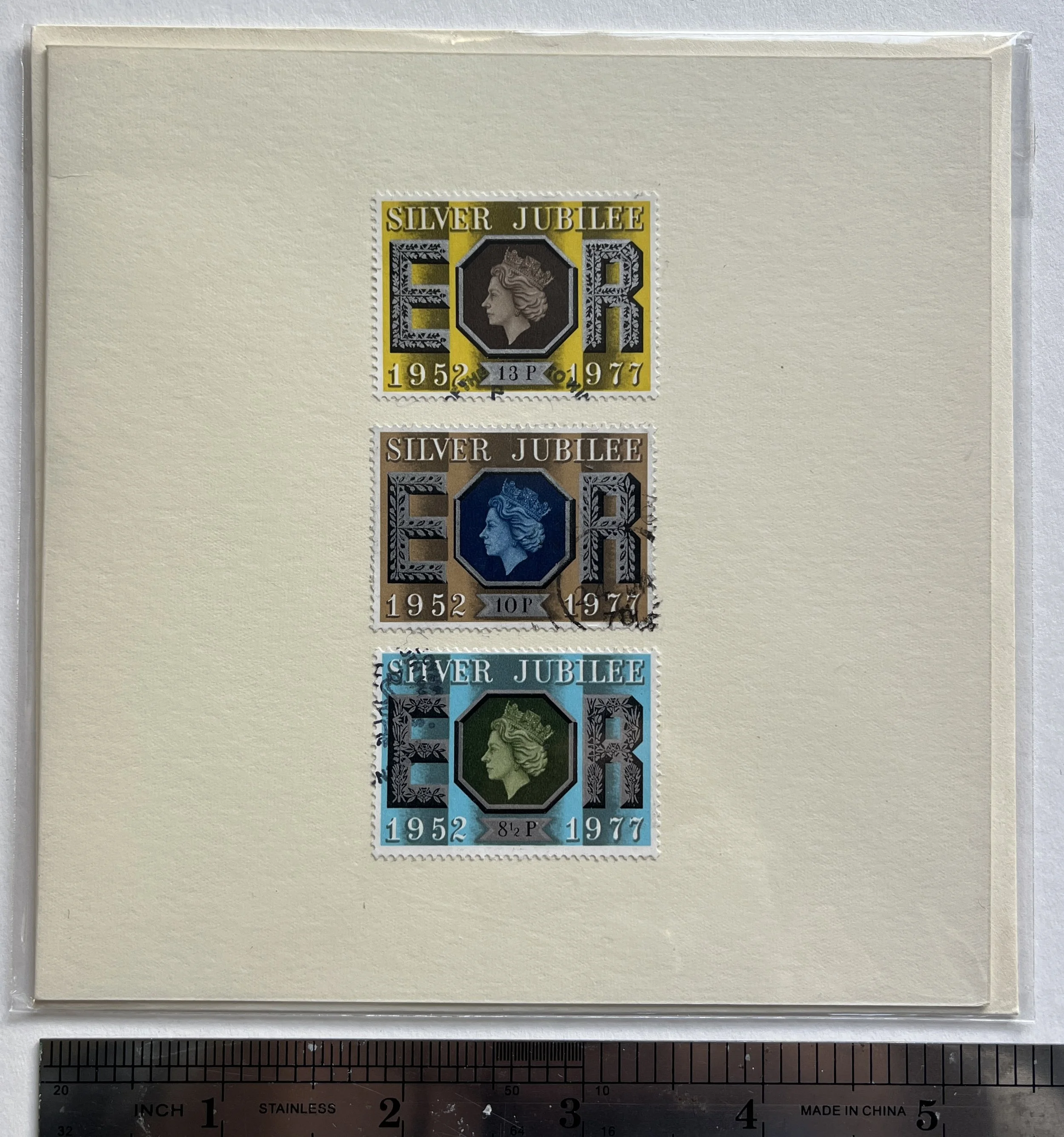 Vintage Silver Jubilee Stamp Art Card