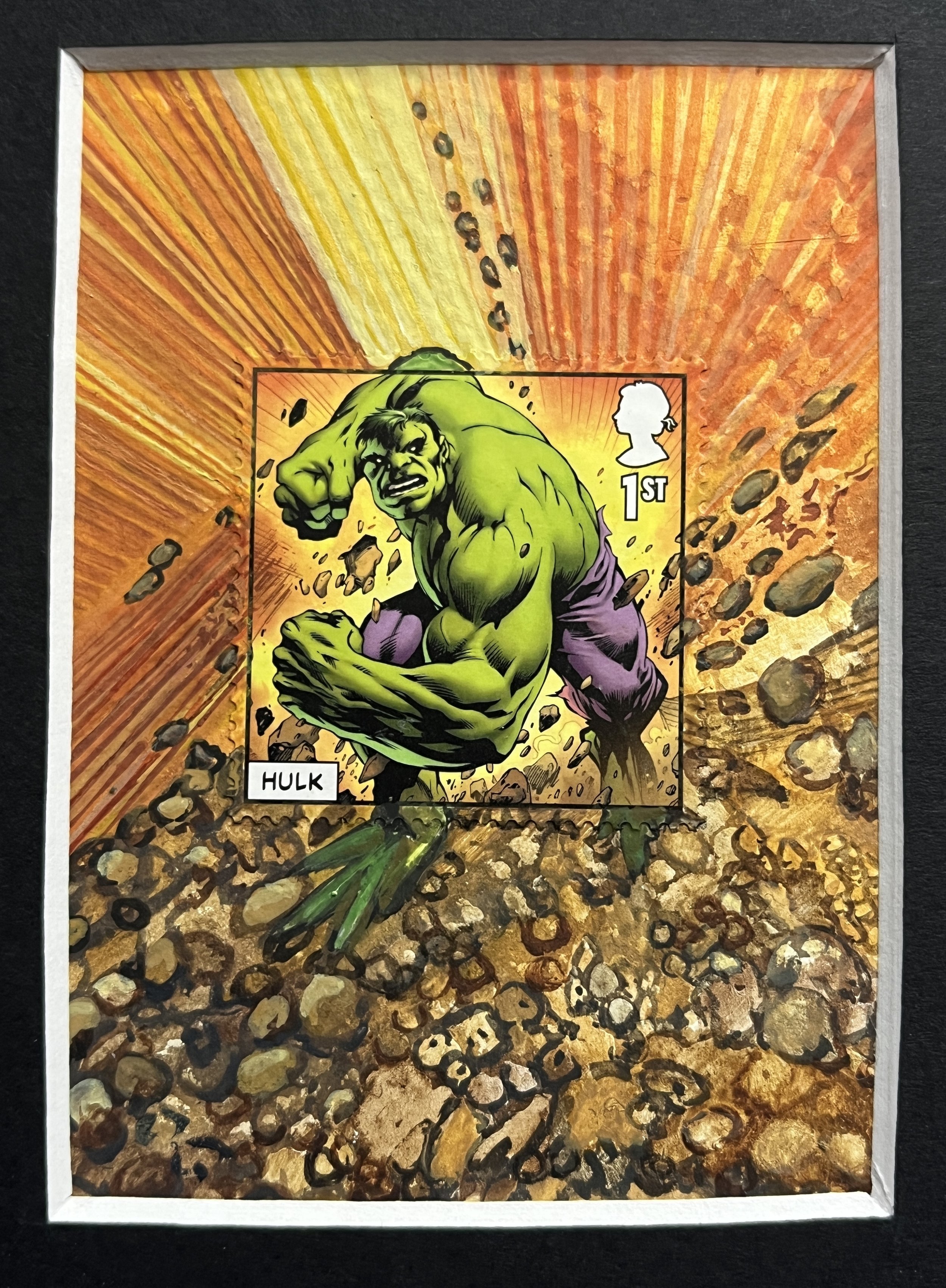 Incredible Hulk Marvel Postage Stamp Art (1035 framed)