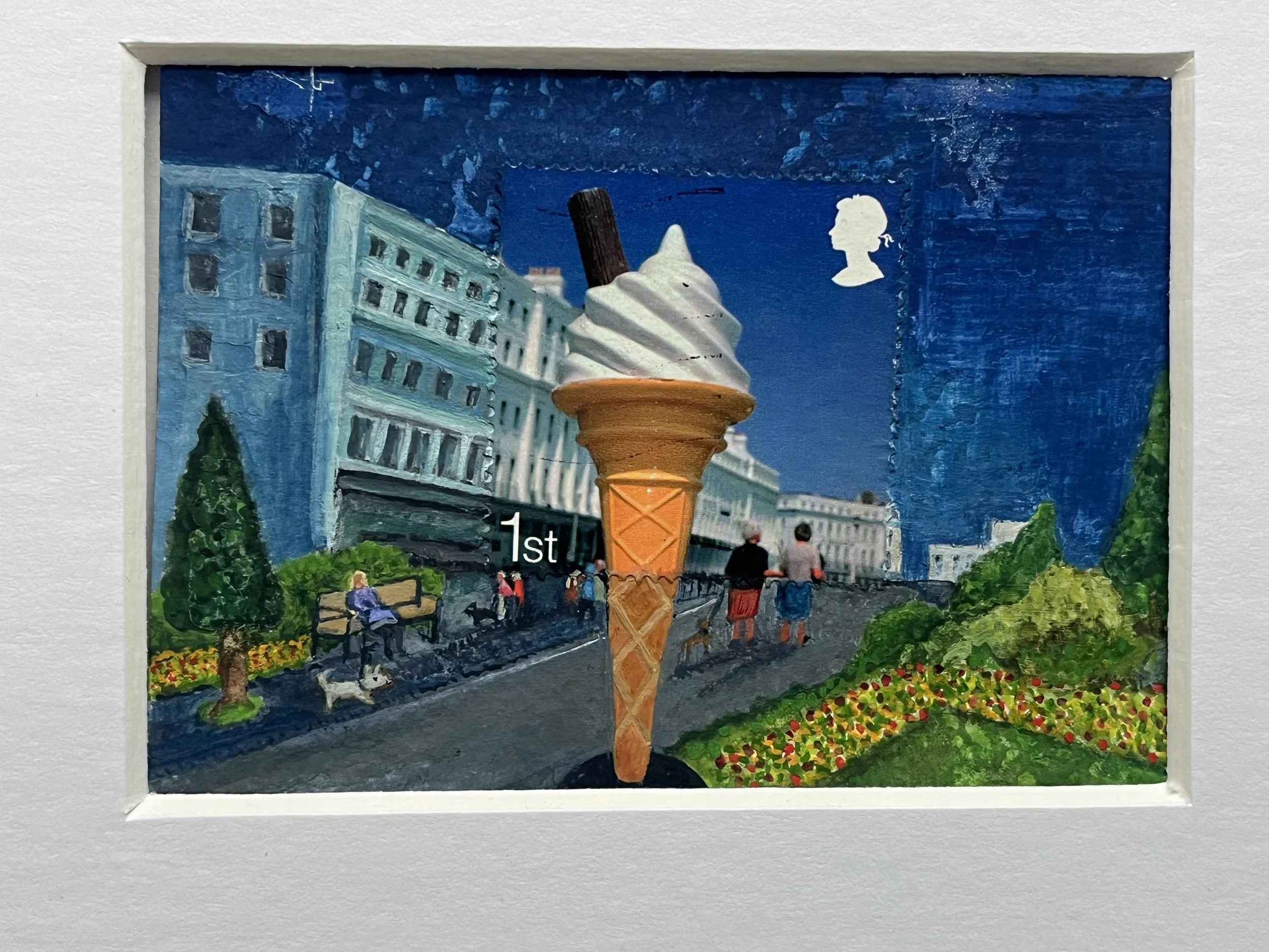 ICECREAM CONE  Postage Stamp Art