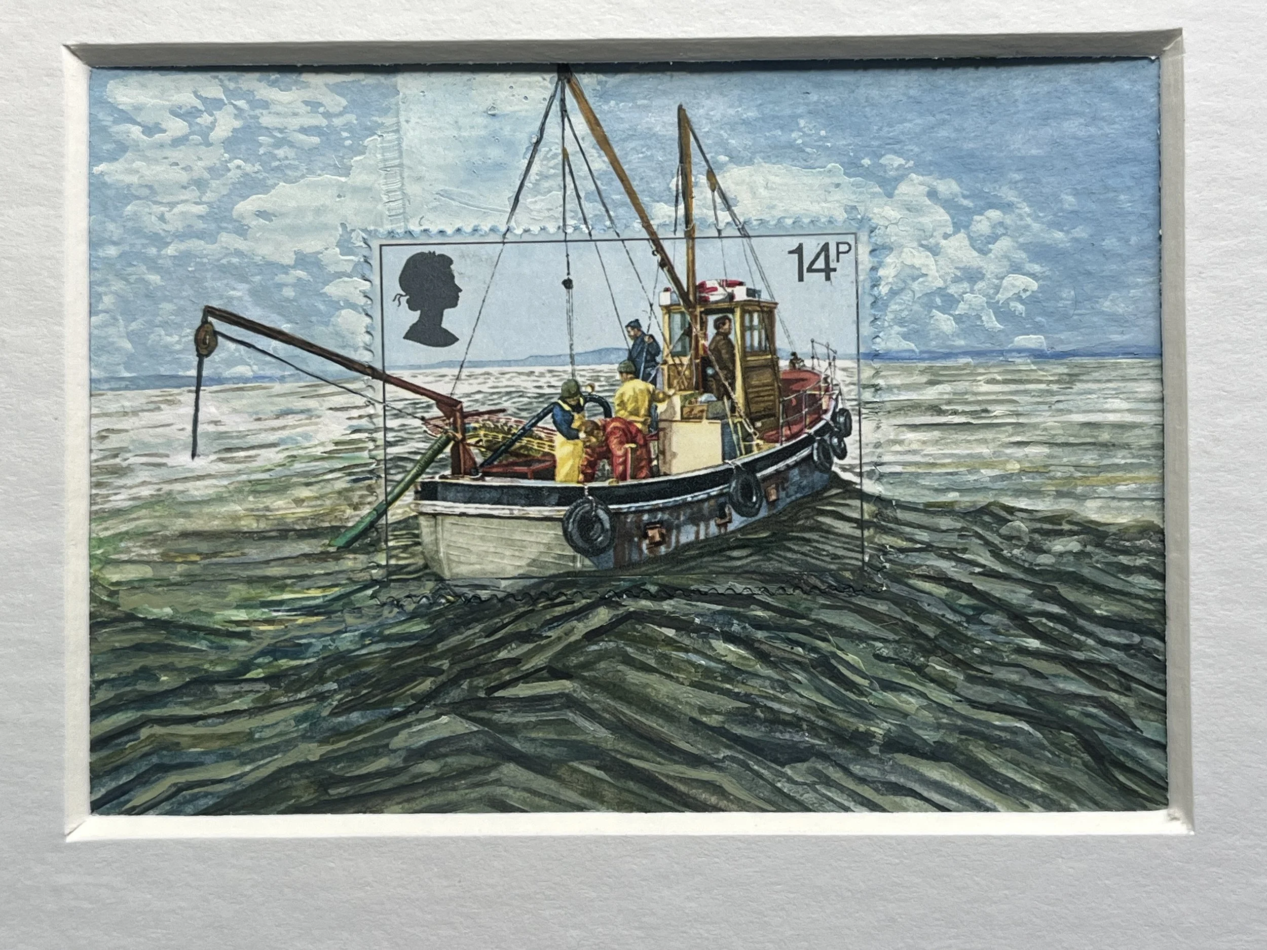 British Fishing Industry Trawler Postage Stamp Art