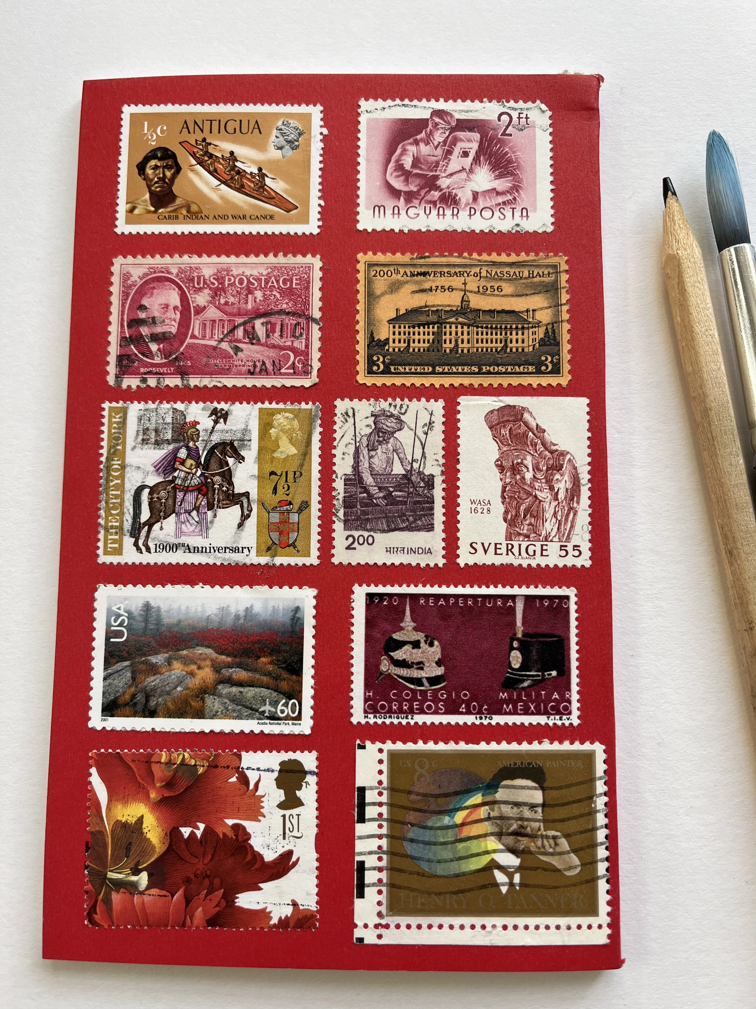 Vintage Stamp-Embellished Notebook