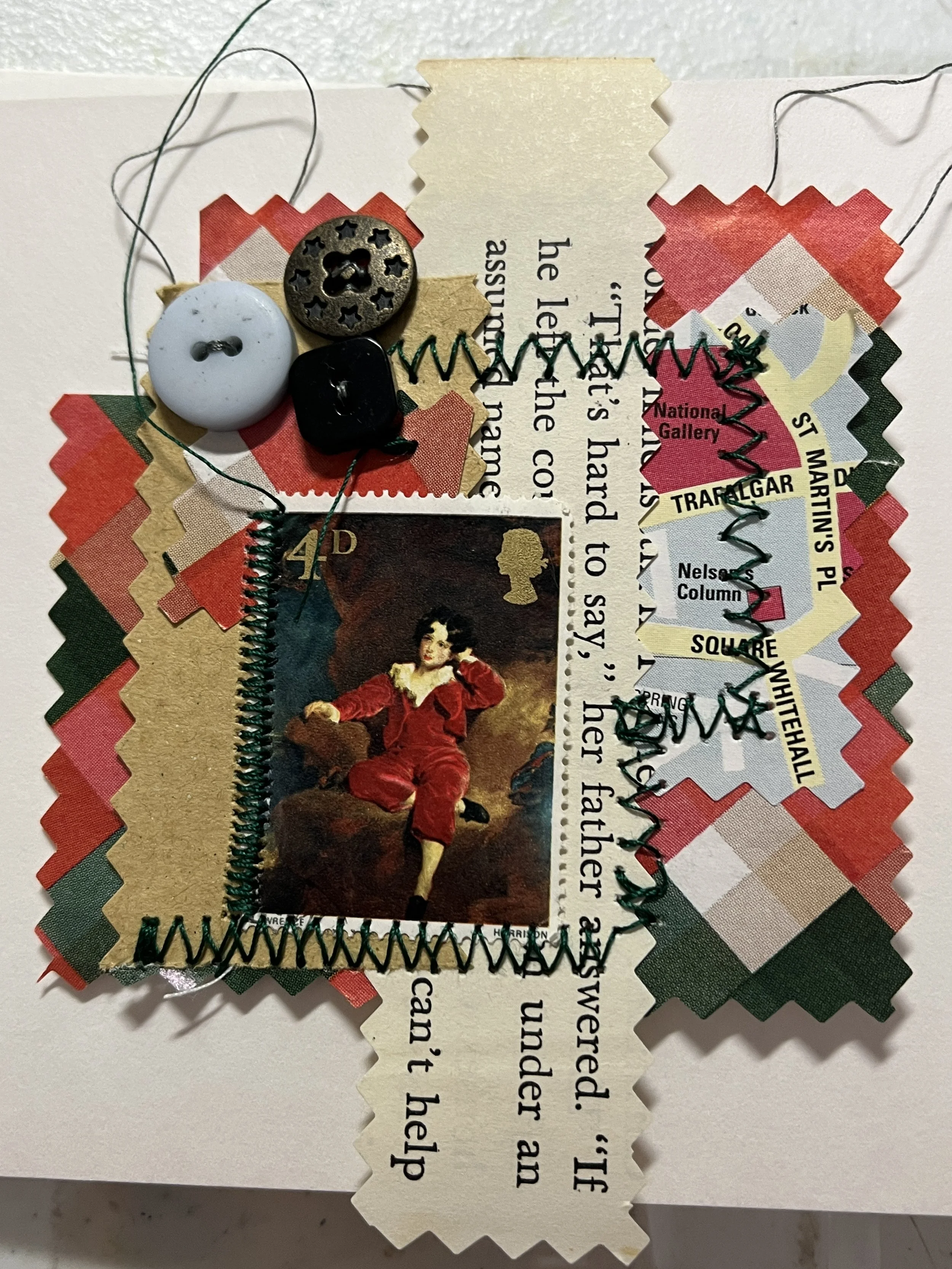 Embellished Greetings Art Card with Red Boy Stamp