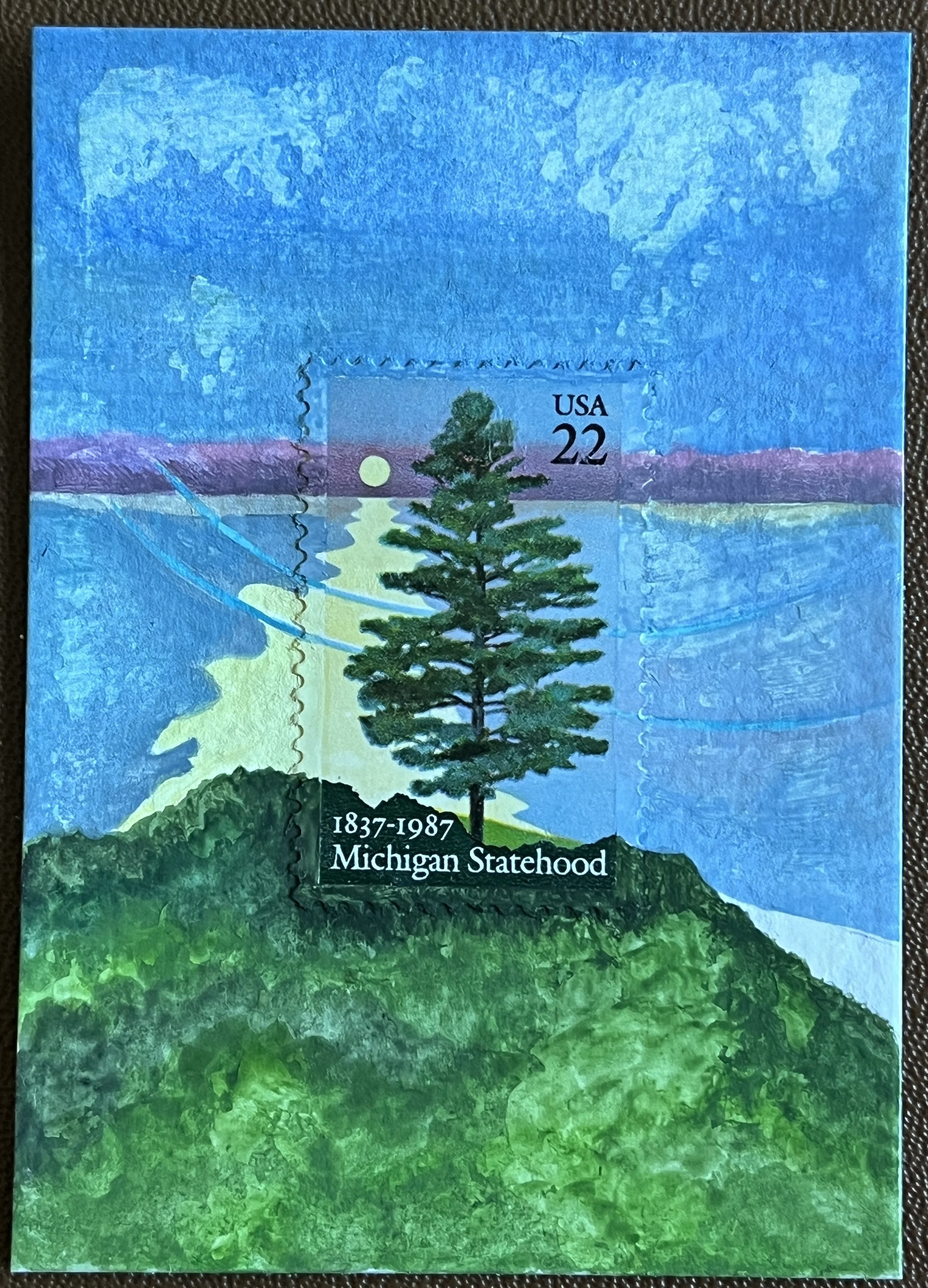 Michigan Postage Stamp Art Original