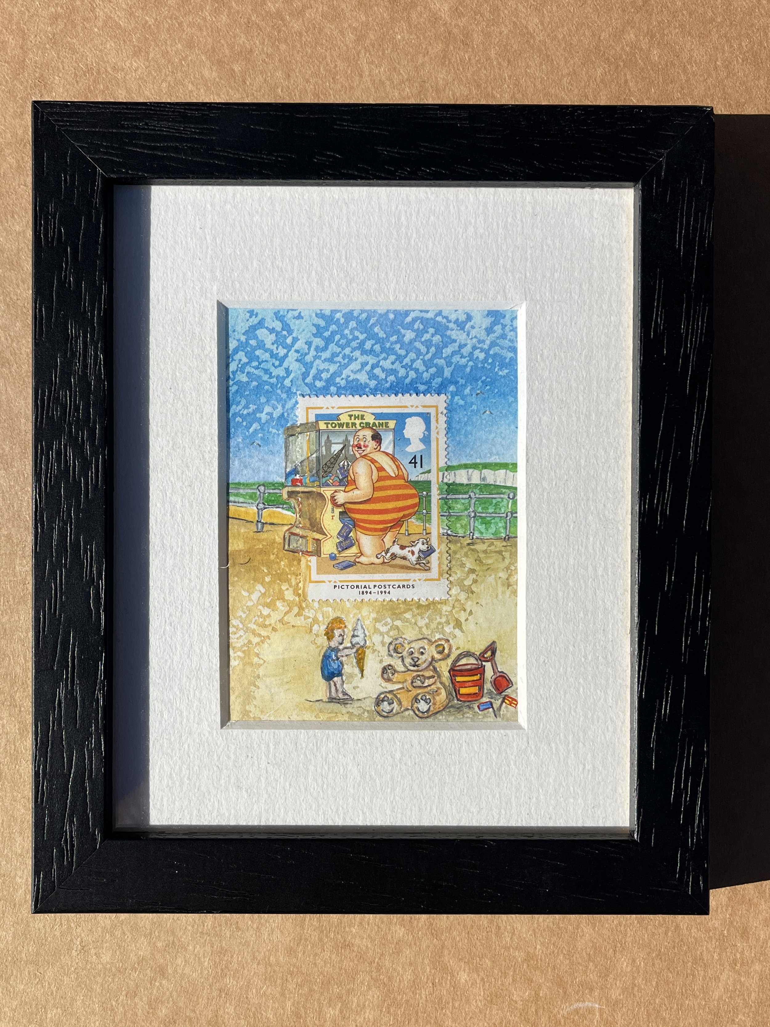 The Grabber - British Humour Postcard Postage Stamp Art Original