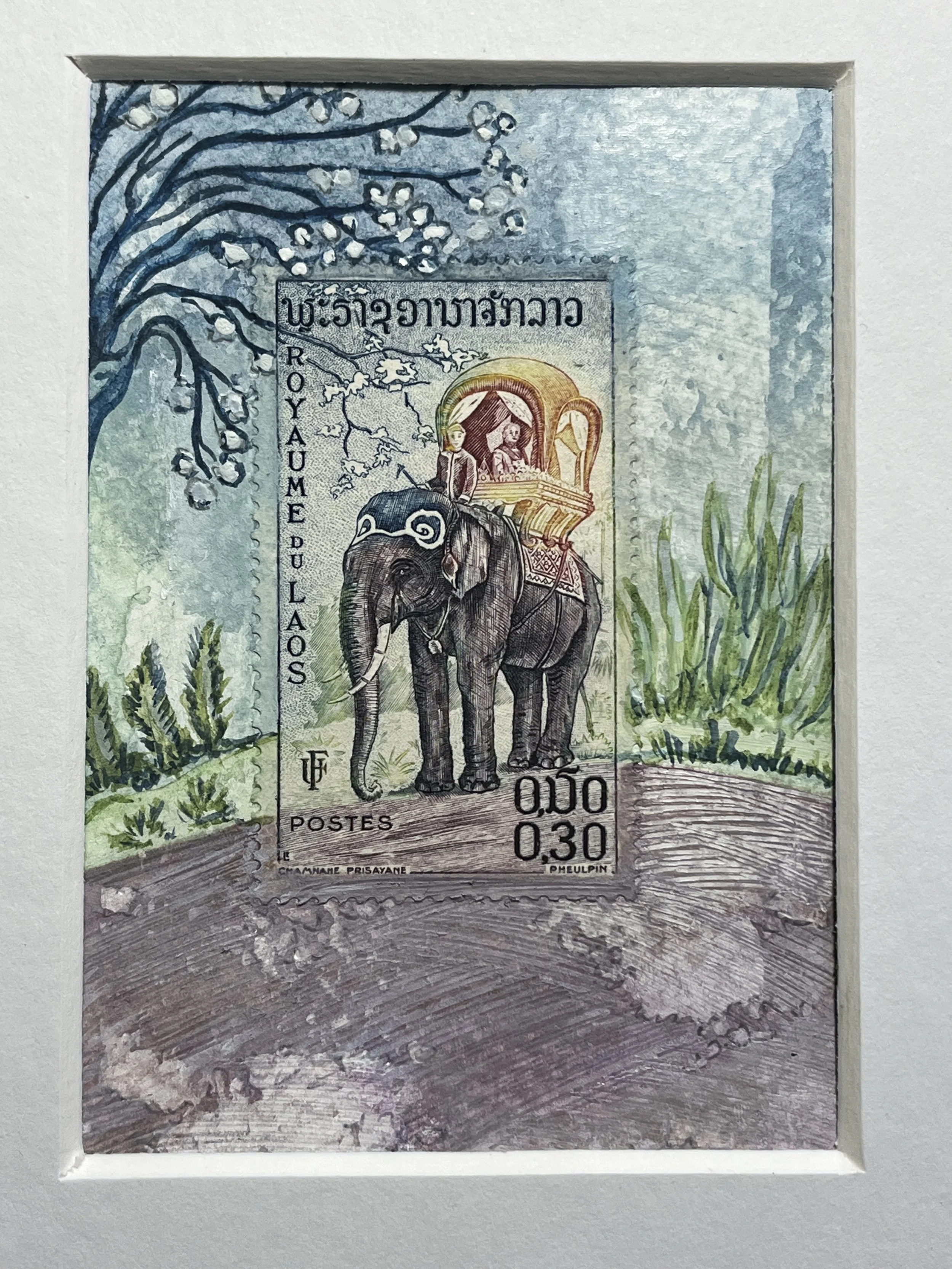 Elephant Journey Postage Stamp Artwork