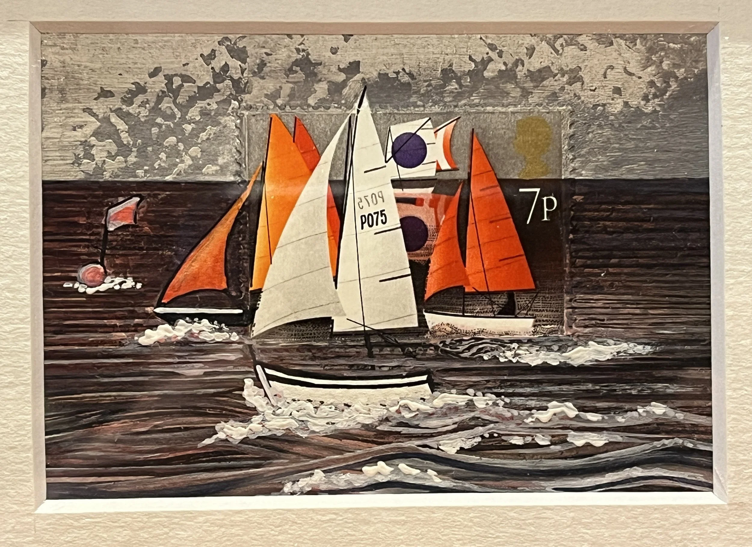 1975 Sailing Dinghy Seascape Postage Stamp Art (1174)
