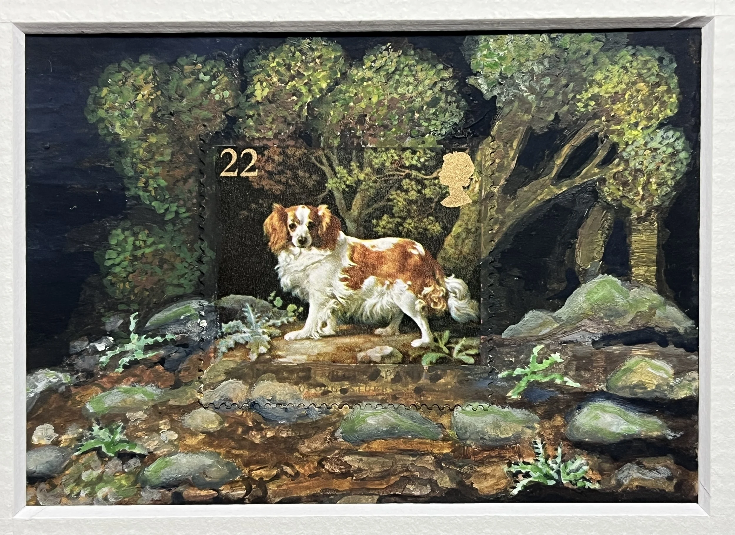 King Charles Spaniel Postage Stamp Art Original