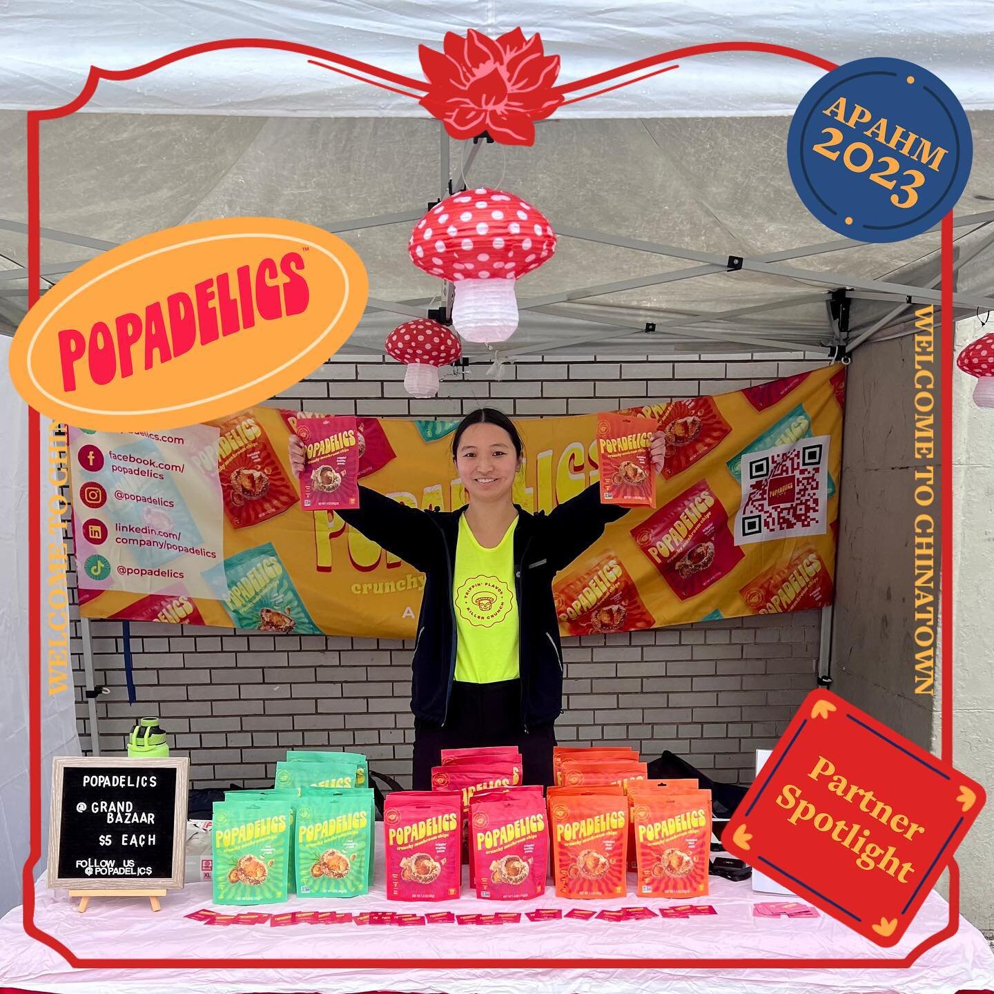 Meet Marilyn Yang of @popadelics! 🍄

Marilyn started Popadelics to create innovative snacks that harness the benefits of mushrooms and other underloved veggies&mdash;all while supporting social causes. Our 88 East Fair and Lunar New Year Fair featur