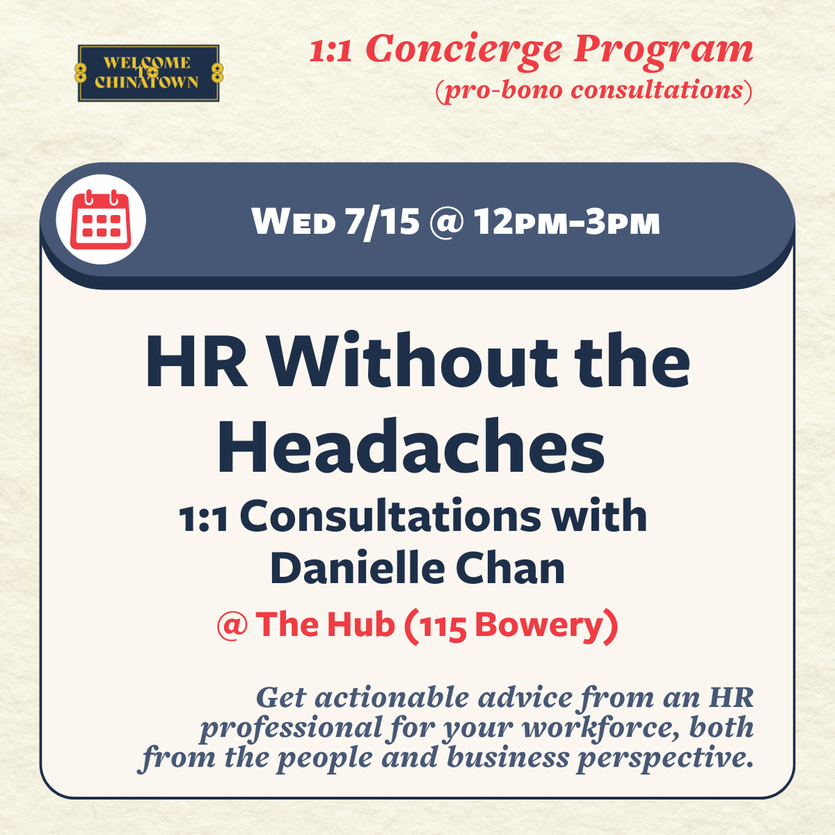 1:1 Pro-bono Consultations: HR Without the Headaches with Danielle Chan