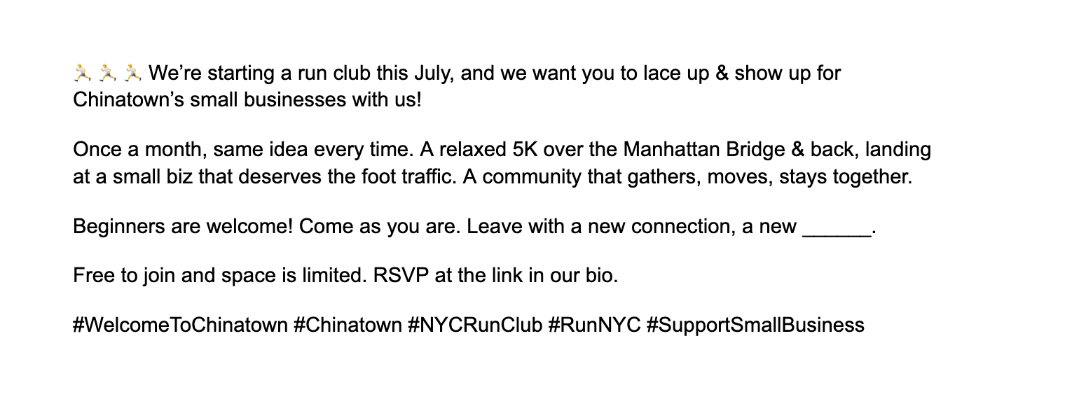 Welcome To Chinatown Run Club