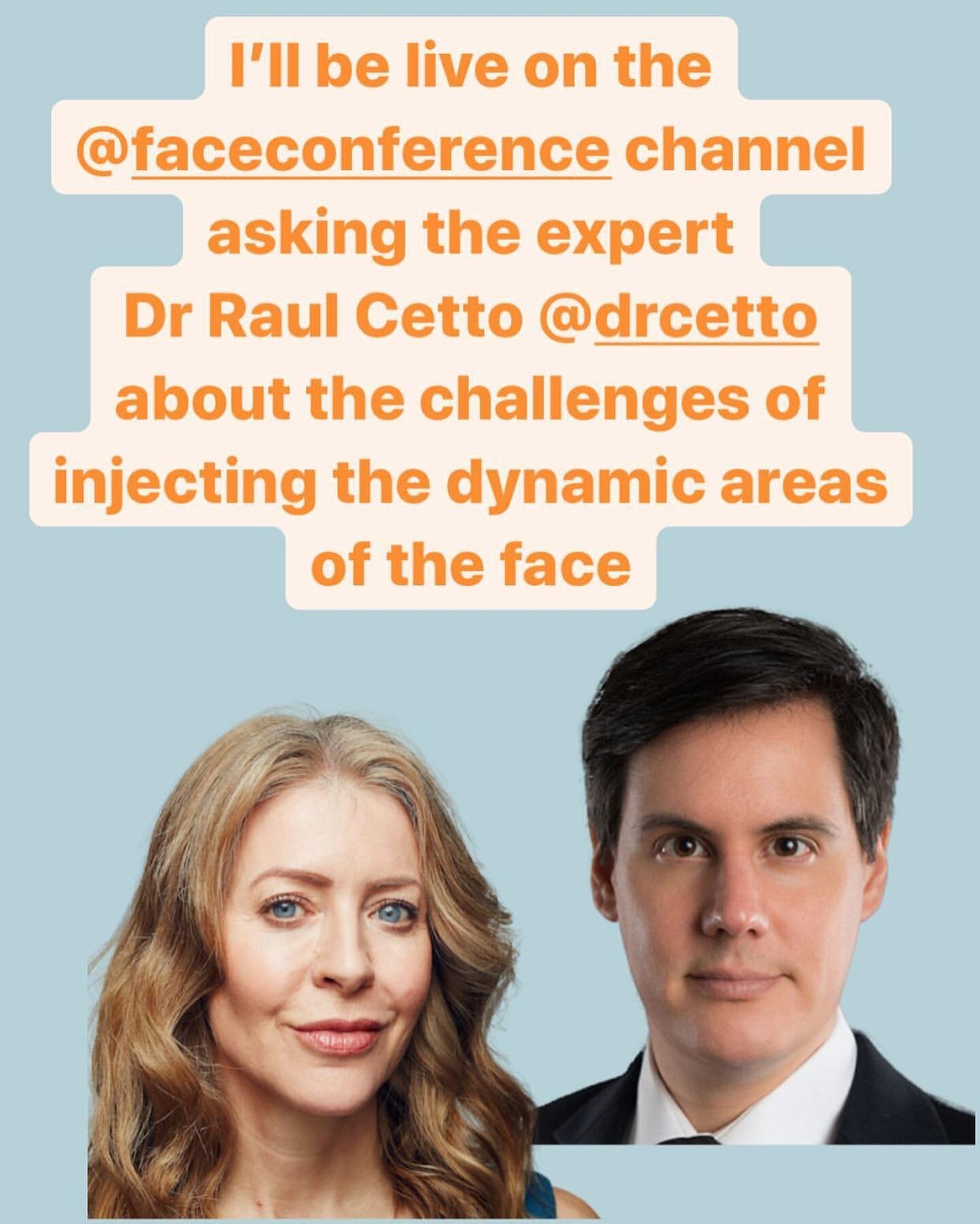 Please join me and world renowned journalist @alicehartdavis on the @faceconference instagram tomorrow at 2pm BST where we will be discussing some of the challenges in treating the dynamic areas of the face. #faceconference2020 #dynamicfiller #natura