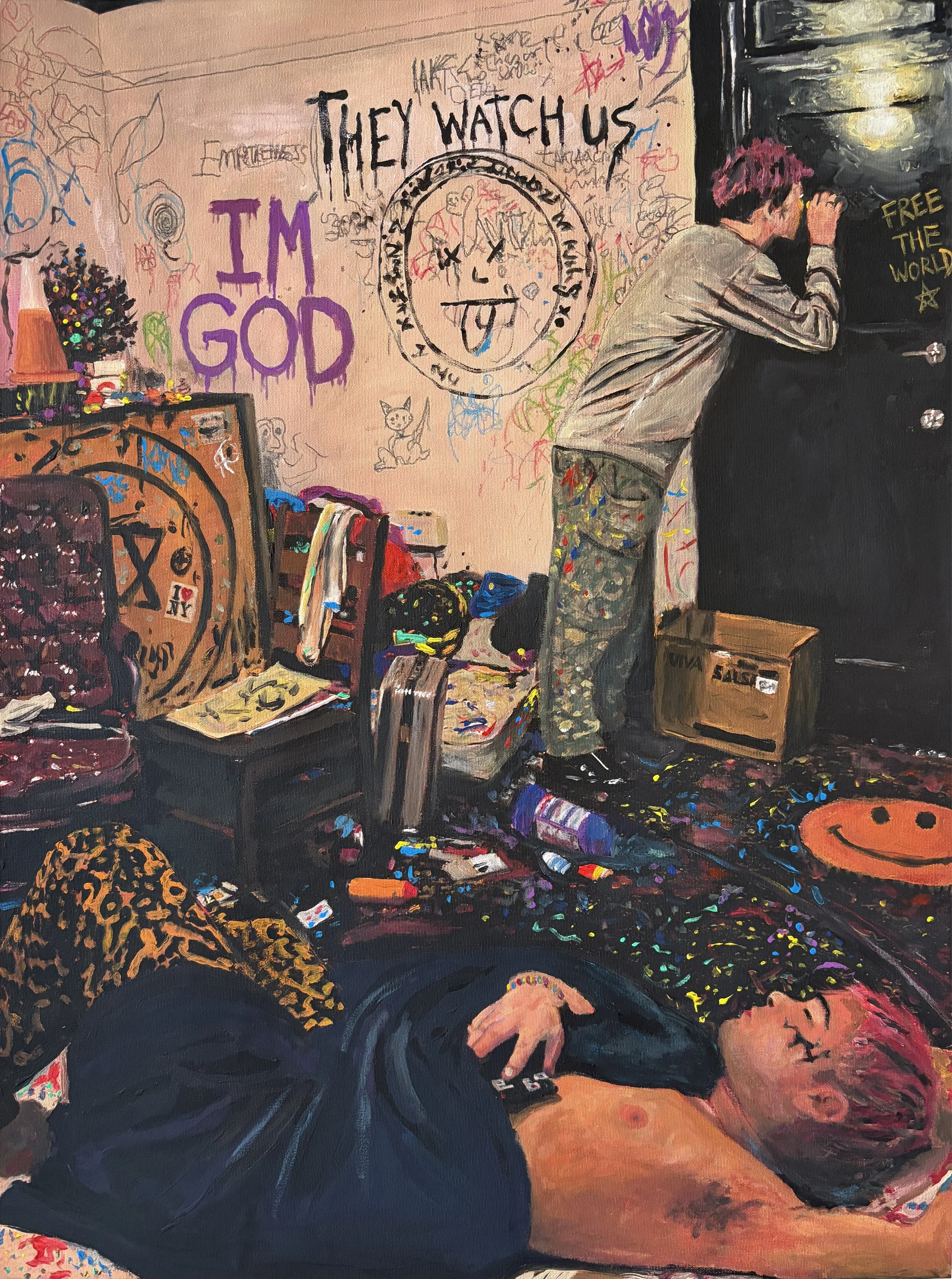 I'm God, Acrylic on Canvas, 24x34in, 2026