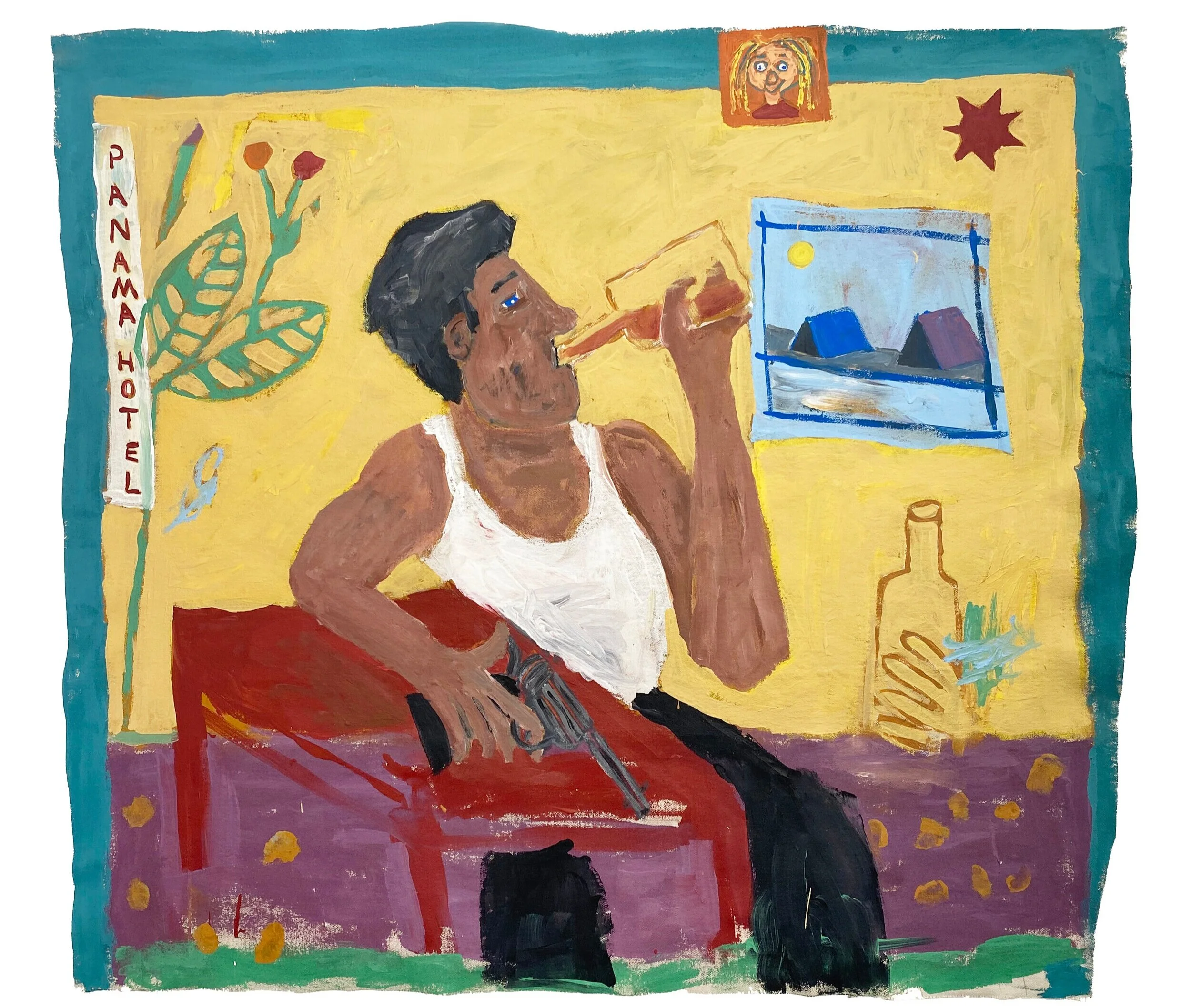 Mixing Drinks at the Panama Hotel Acrylic on Canvas 31x30 inches 2020