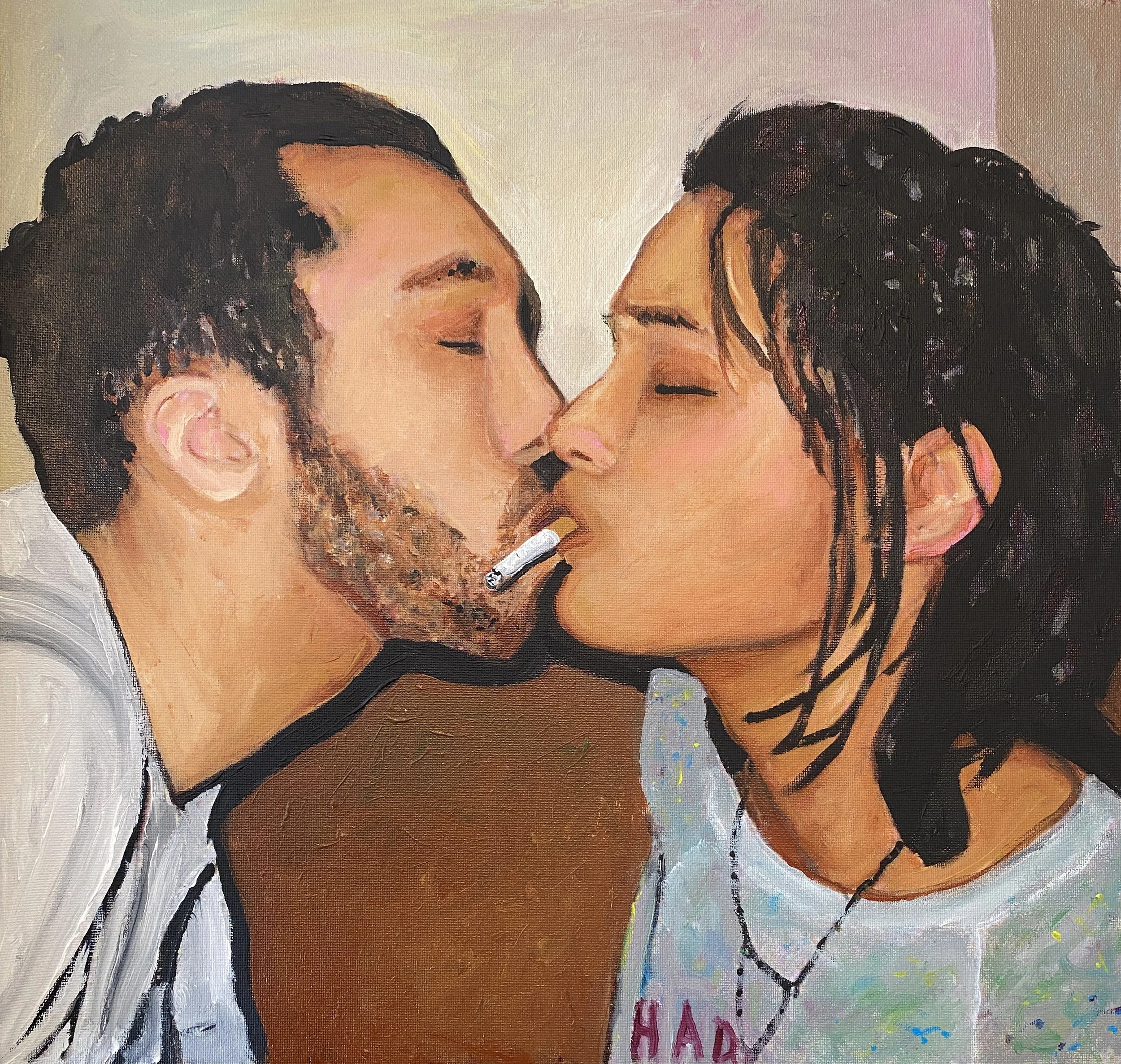 Soul Blues & Marlboro Reds, Acrylic on Canvas, 17x17in, 2025