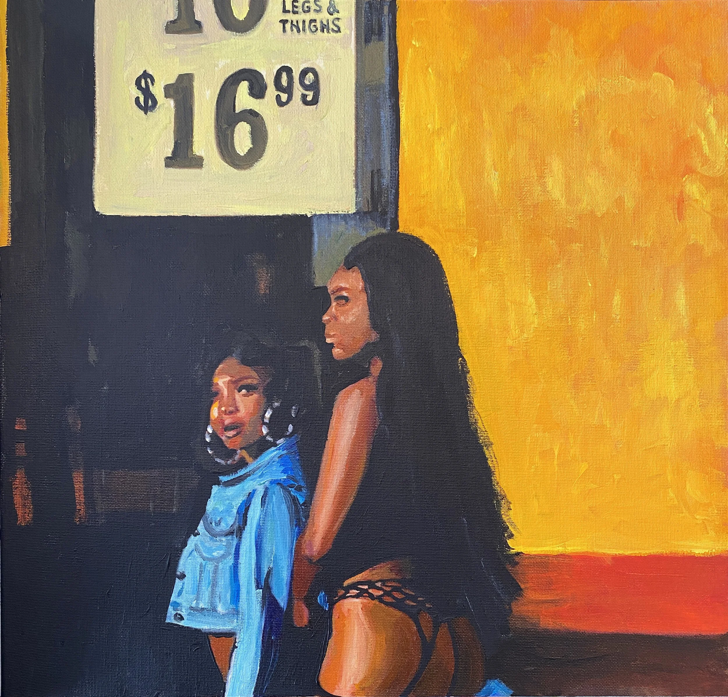 Legs & Thighs (The Blade), Acrylic on Canvas, 17x17in, 2025