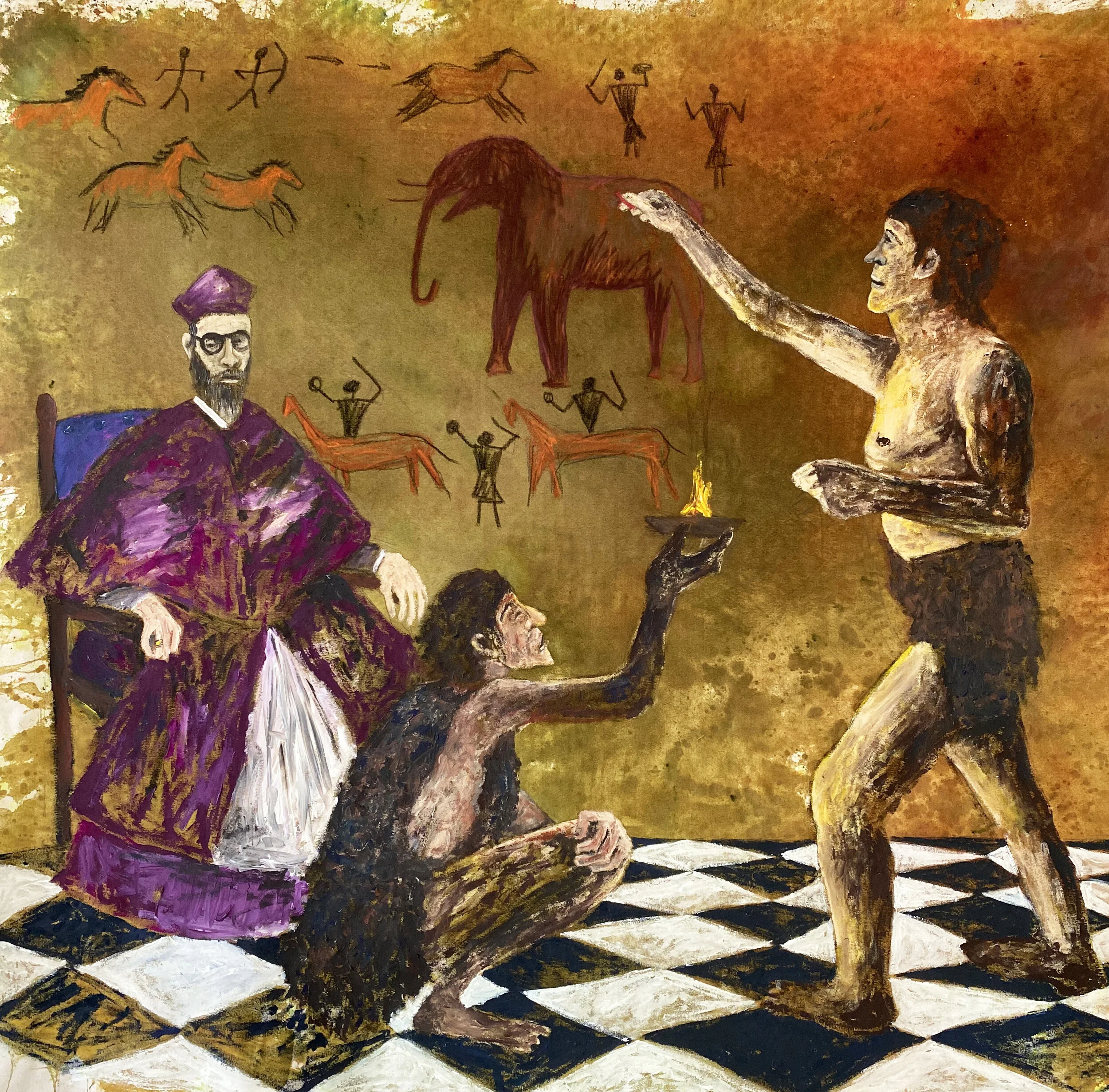 Acquisition of History / Cave of Eternal Theatre, 61x59 inches, Acrylic on Canvas, 2021