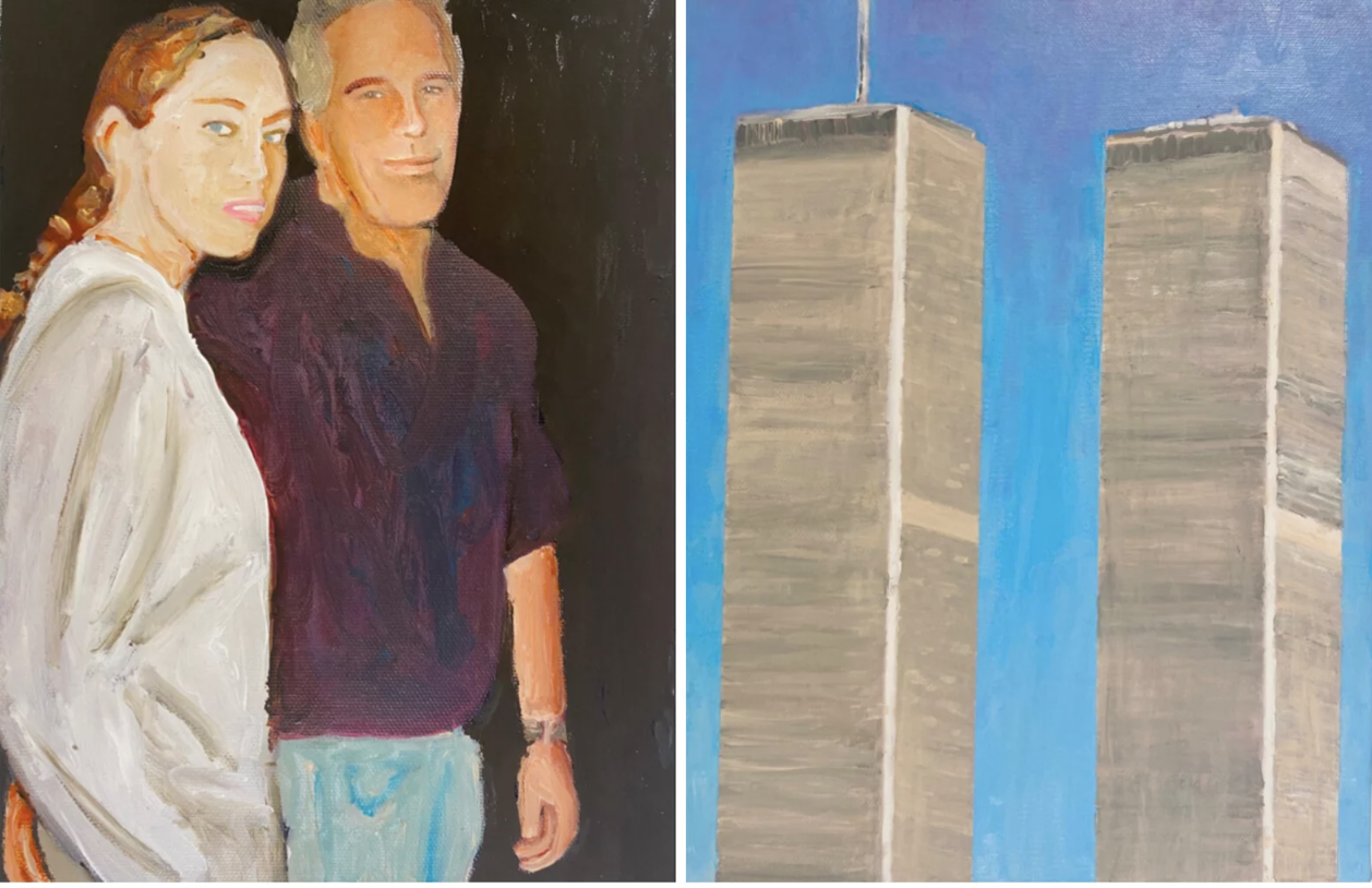 Jeffrey Epstein at Miley Cyrus' 16th Birthday + The Beginning of the Evening (Diptych), 8x10 inches each, 16x10 inches combined, $3000