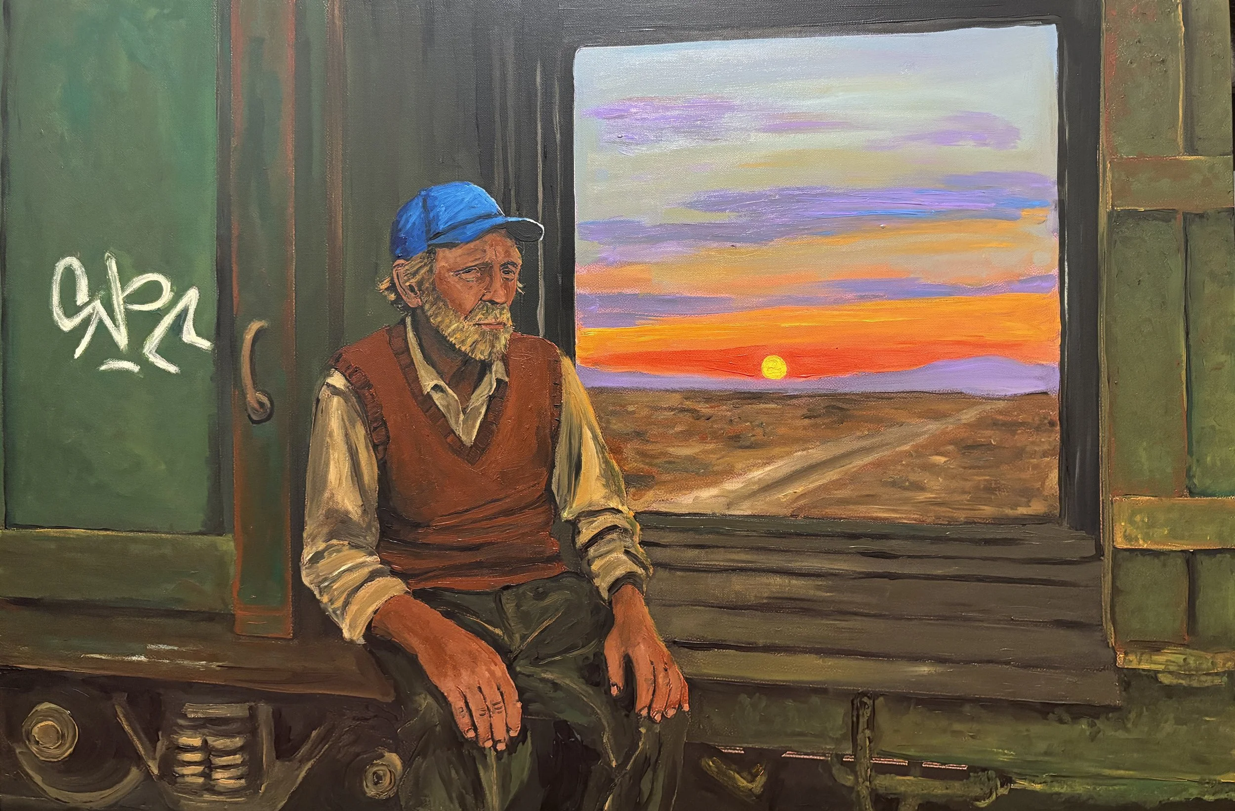 The Sun at Night, Acrylic on Canvas, 36x24in, 2025