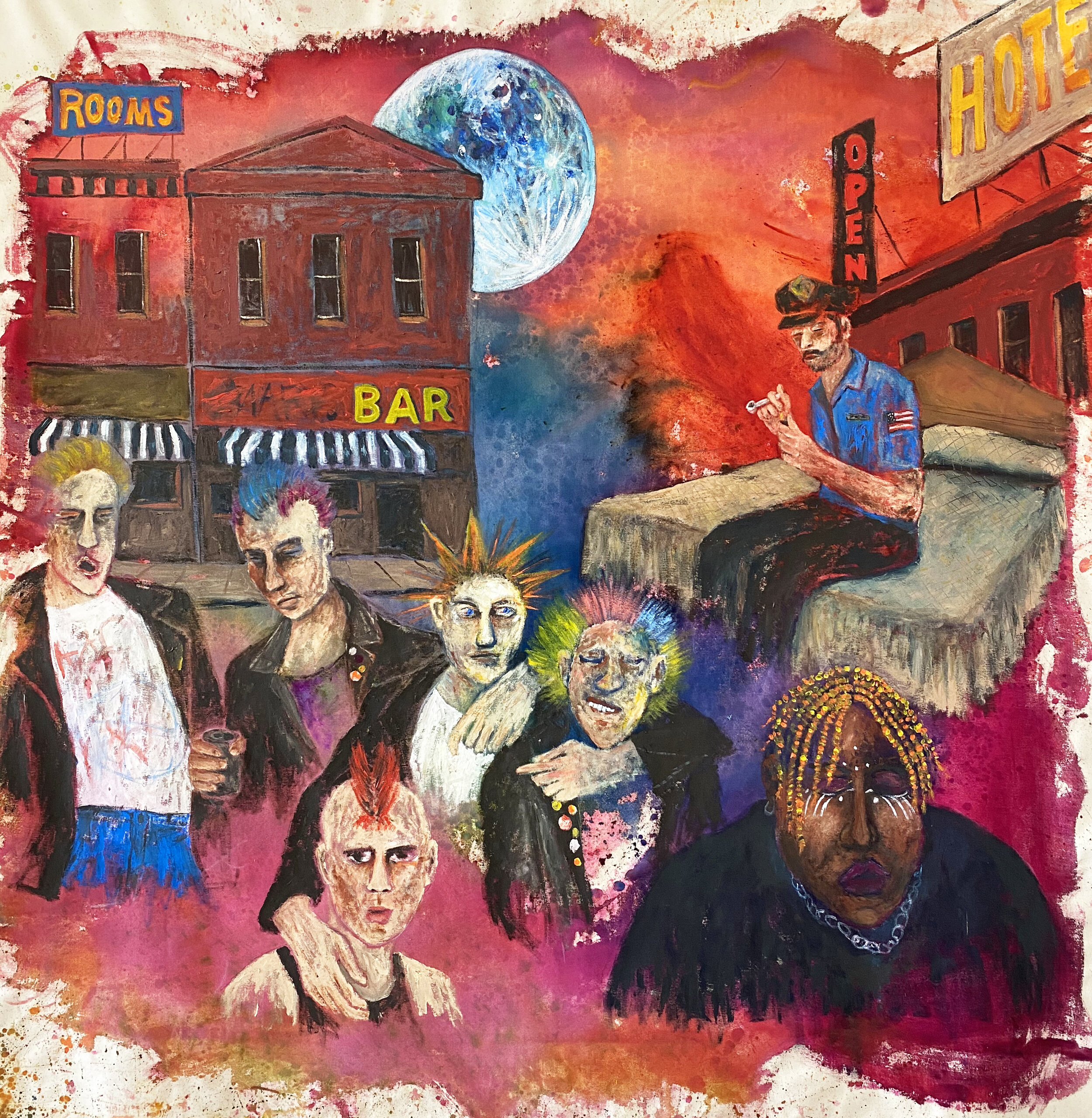 The Moon Rose and Stripped the Earth to Its Bone, 66x67 inches, Acrylic on Canvas, 2021