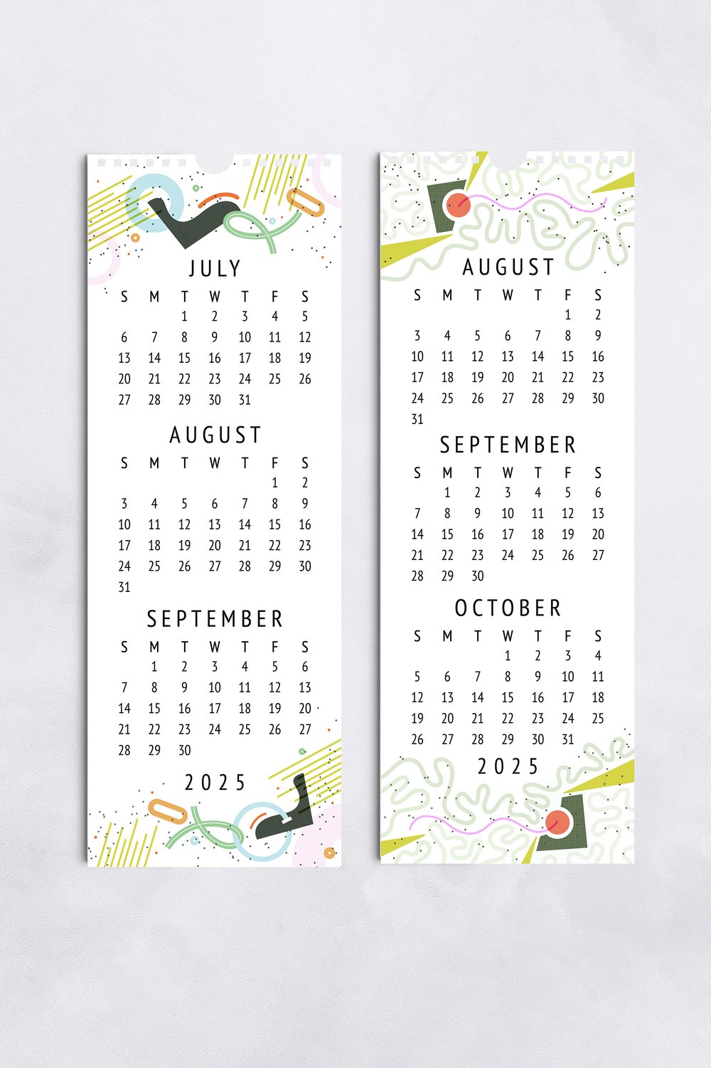 3 month calendar for 2025 — cotton and cursive