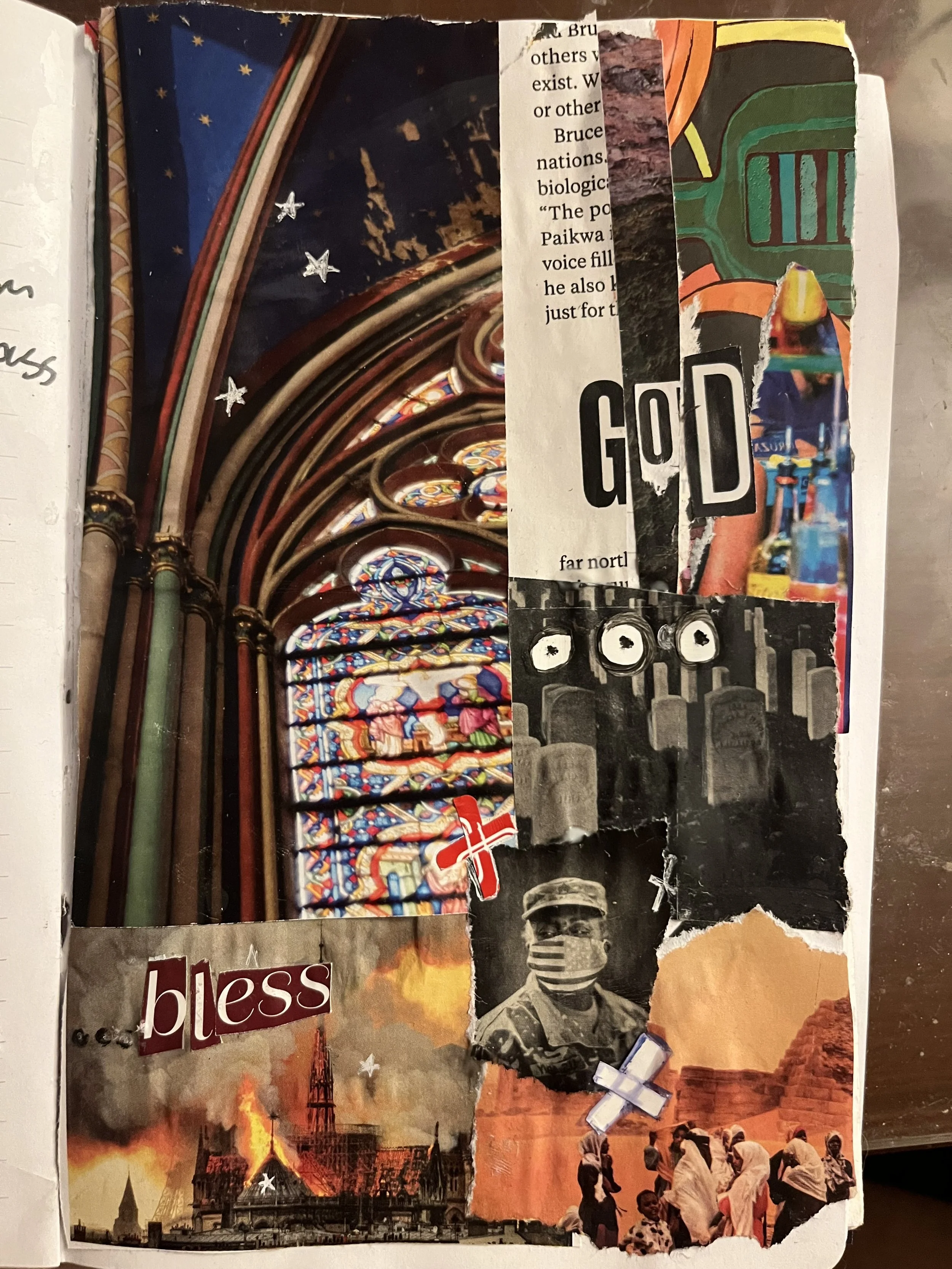 "In God’s Image", paper collage, 2024.