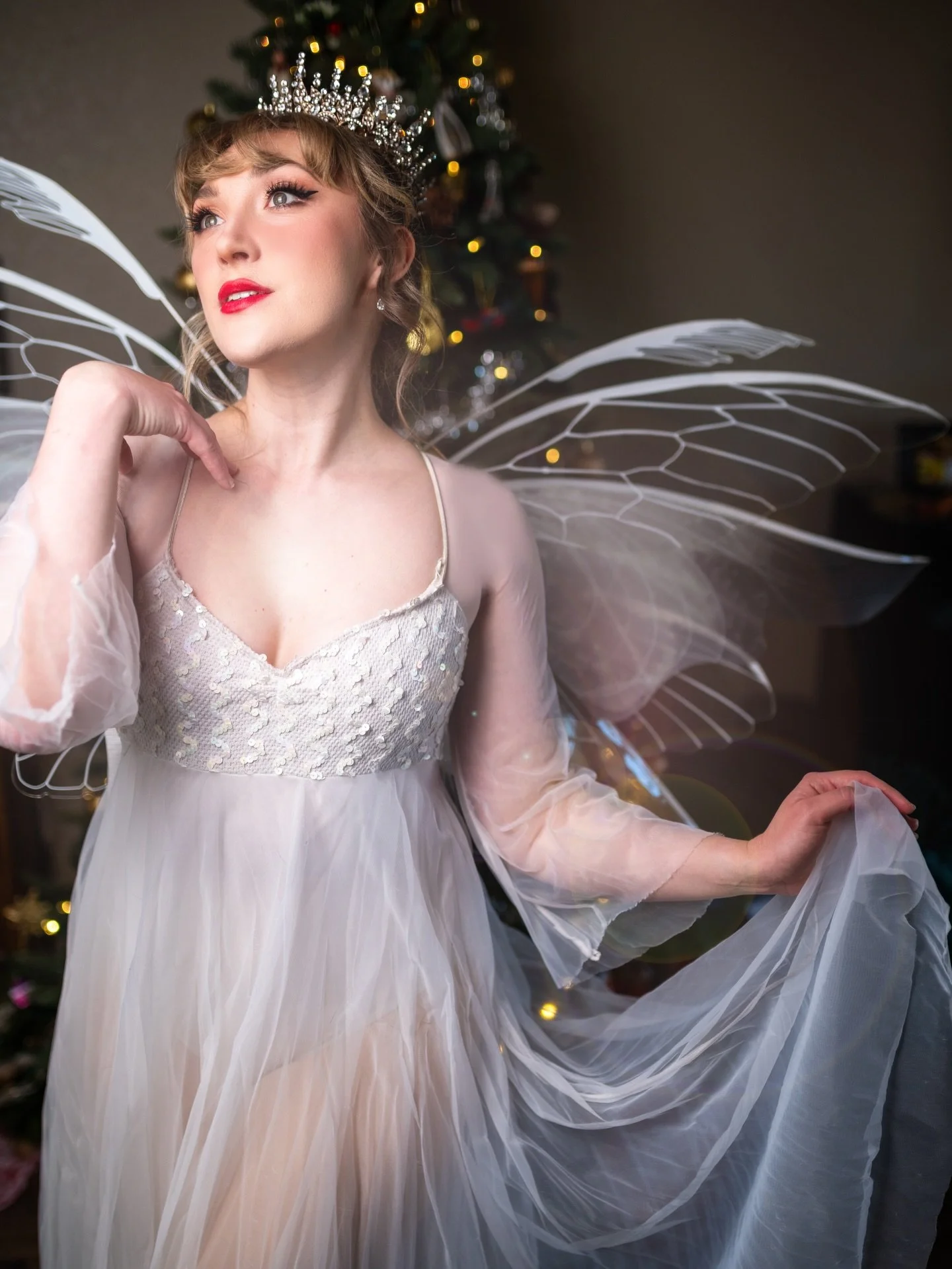 Have you put up any holiday decorations yet? I am planning on putting up my tree this week! We got our first snow day where I live in Colorado! I am so excited for the winter season. Here&rsquo;s a throwback to a snow fairy look I put together last y