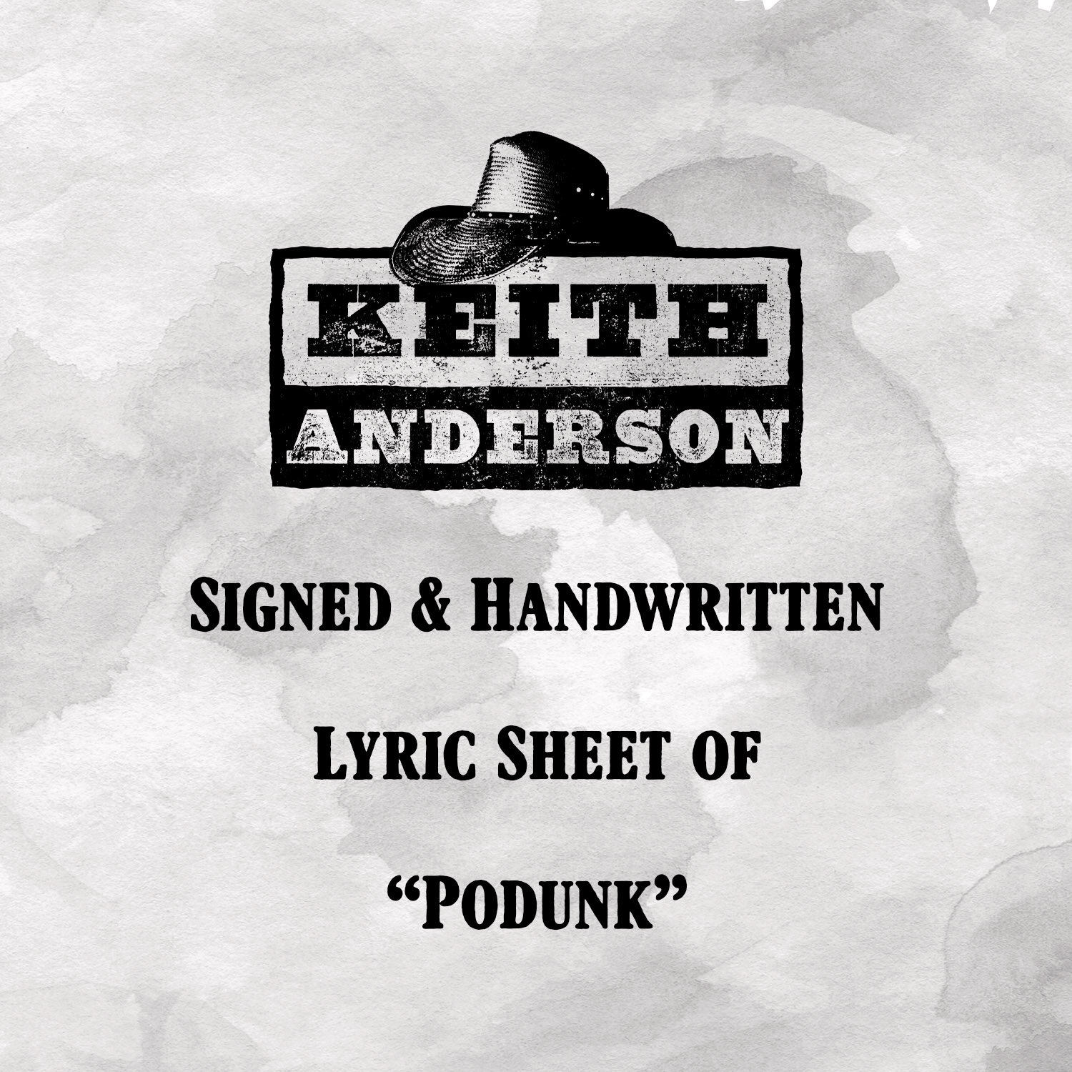 keith anderson signed handwritten lyric sheet