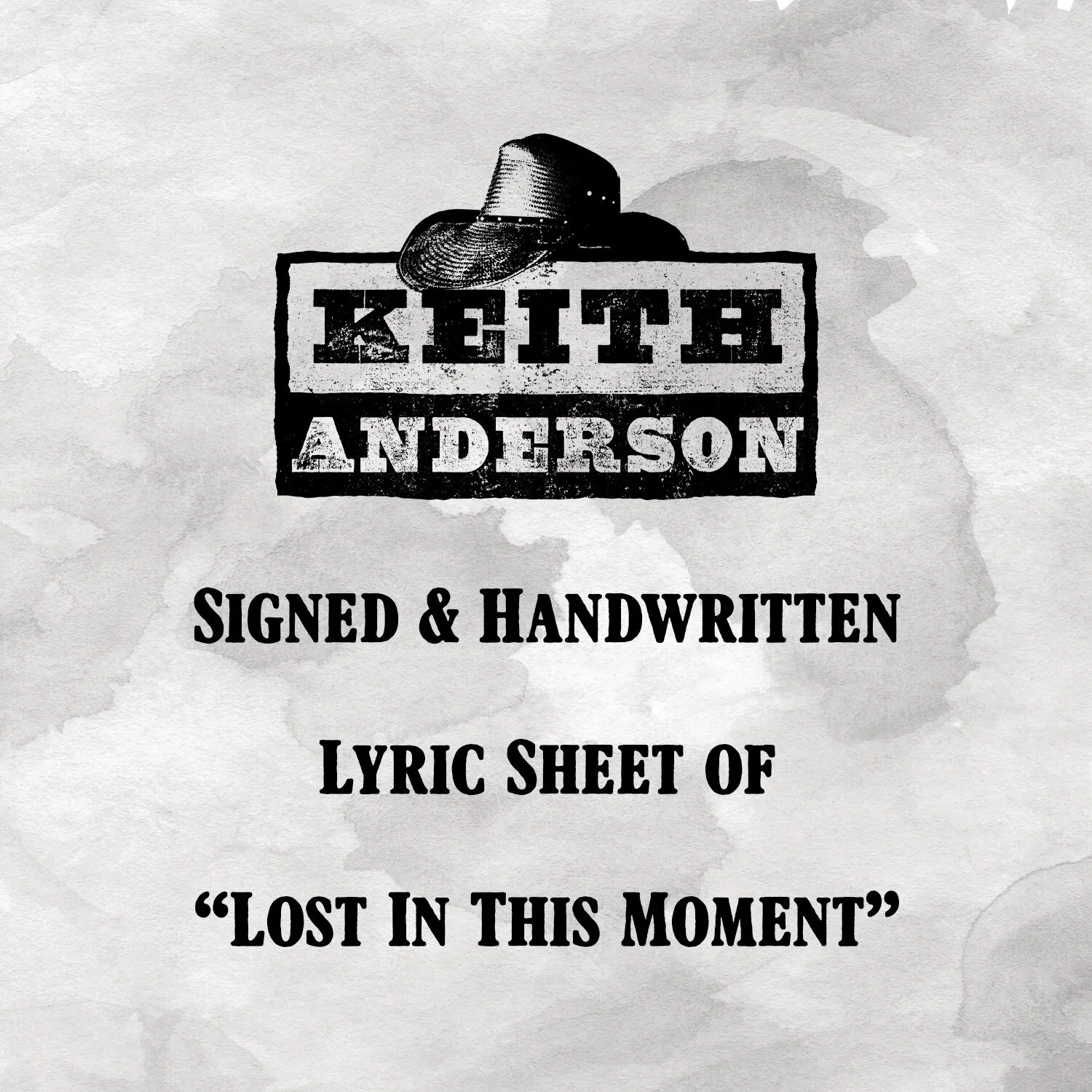 Keith Anderson signed handwritten lyric sheet