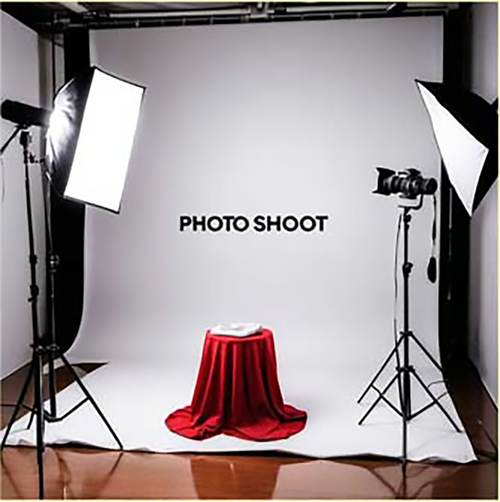 Professional studio lighting setup prepared for a product photo shoot