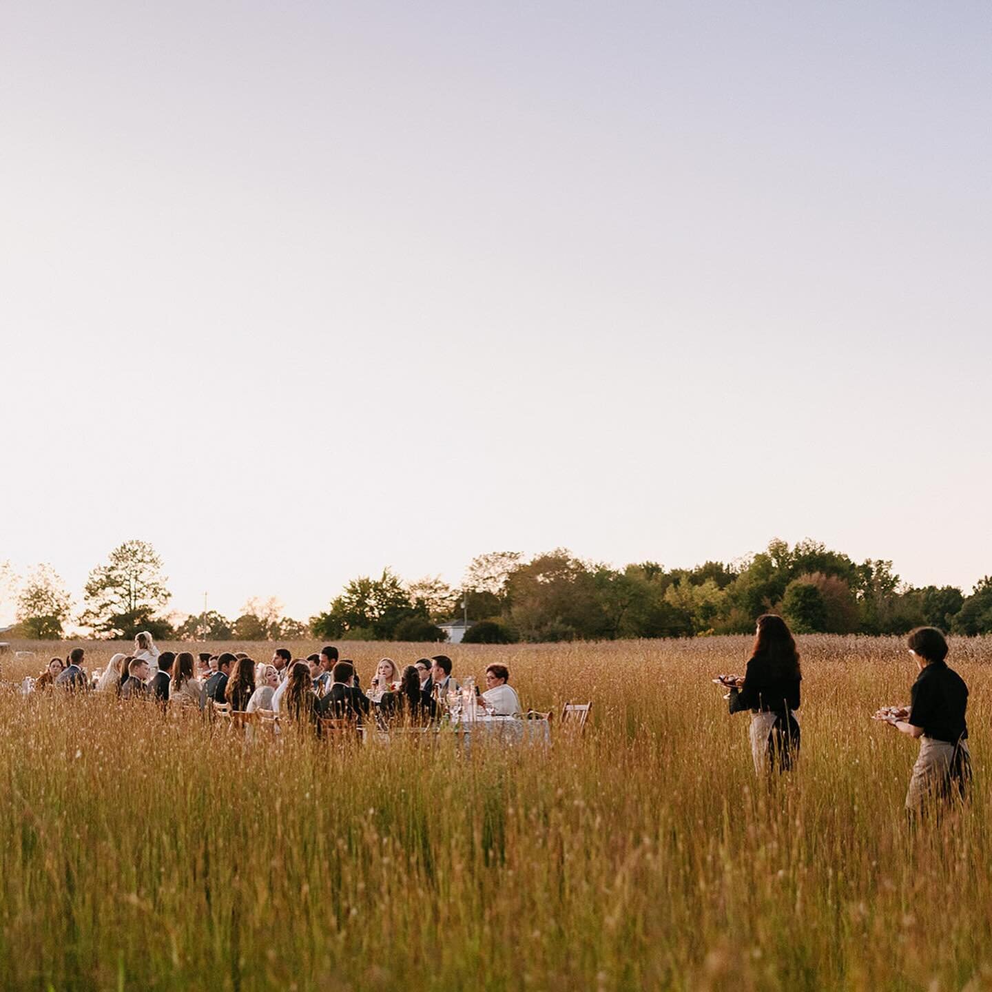 We loved creating an interactive dining experience for this lovely couple and their &ldquo;English countryside meets intimate supper club&rdquo; reception in a field at their Farmstead. We worked with them to create their ideal menu, while sourcing p