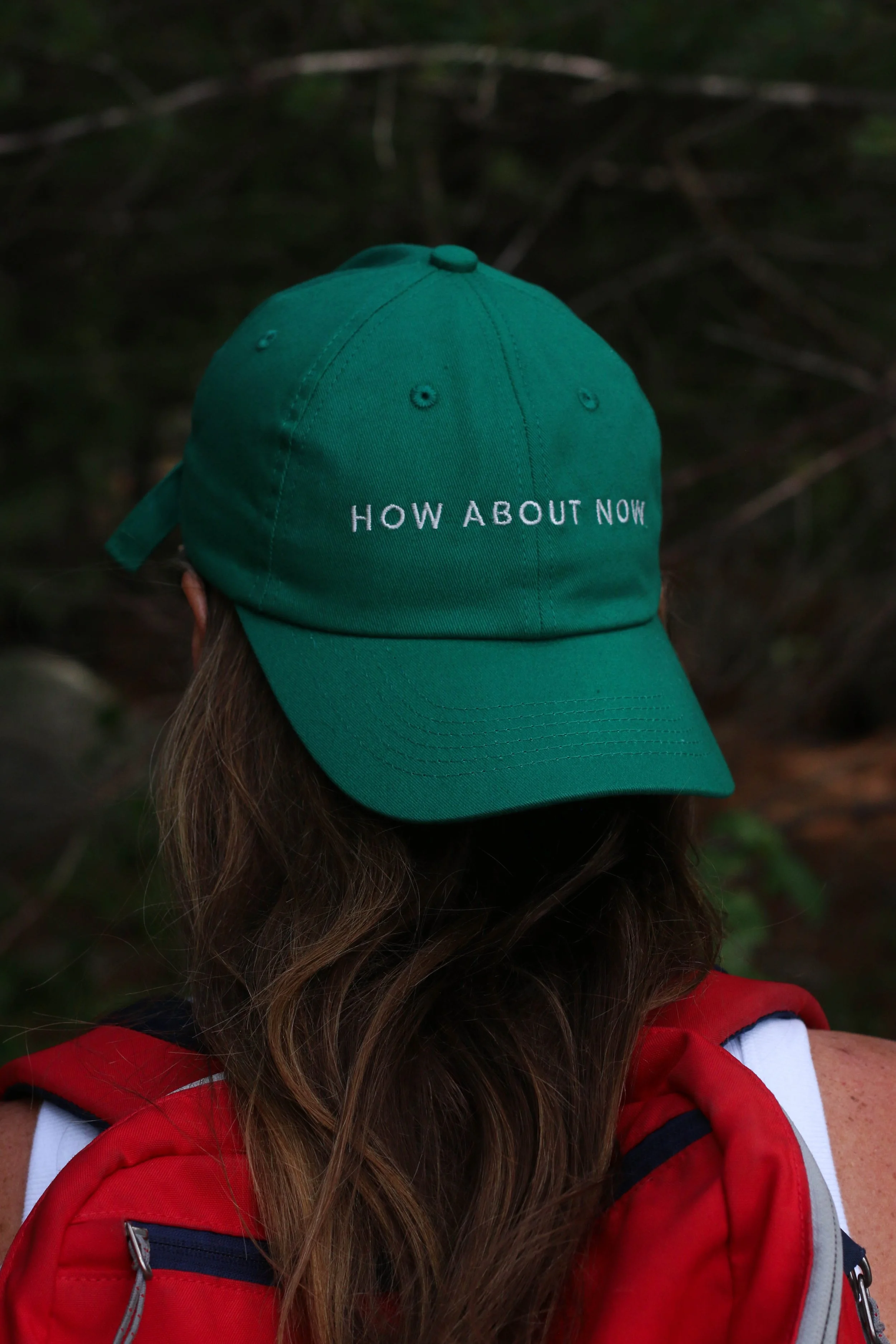 How About Now Embroidered Hat. Supports female led small business. Made in the USA. Free shipping always.