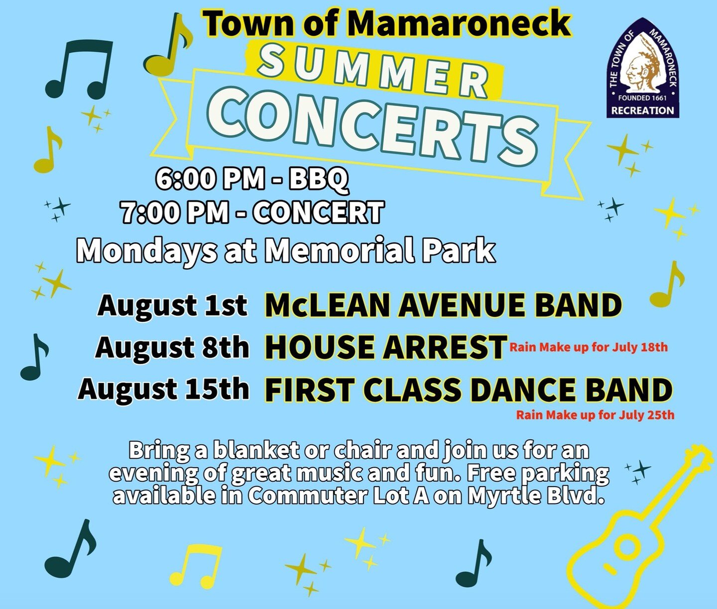 Concert tonight at Memorial Park! Join us and grab some drinks to enjoy at the park!
See you here!