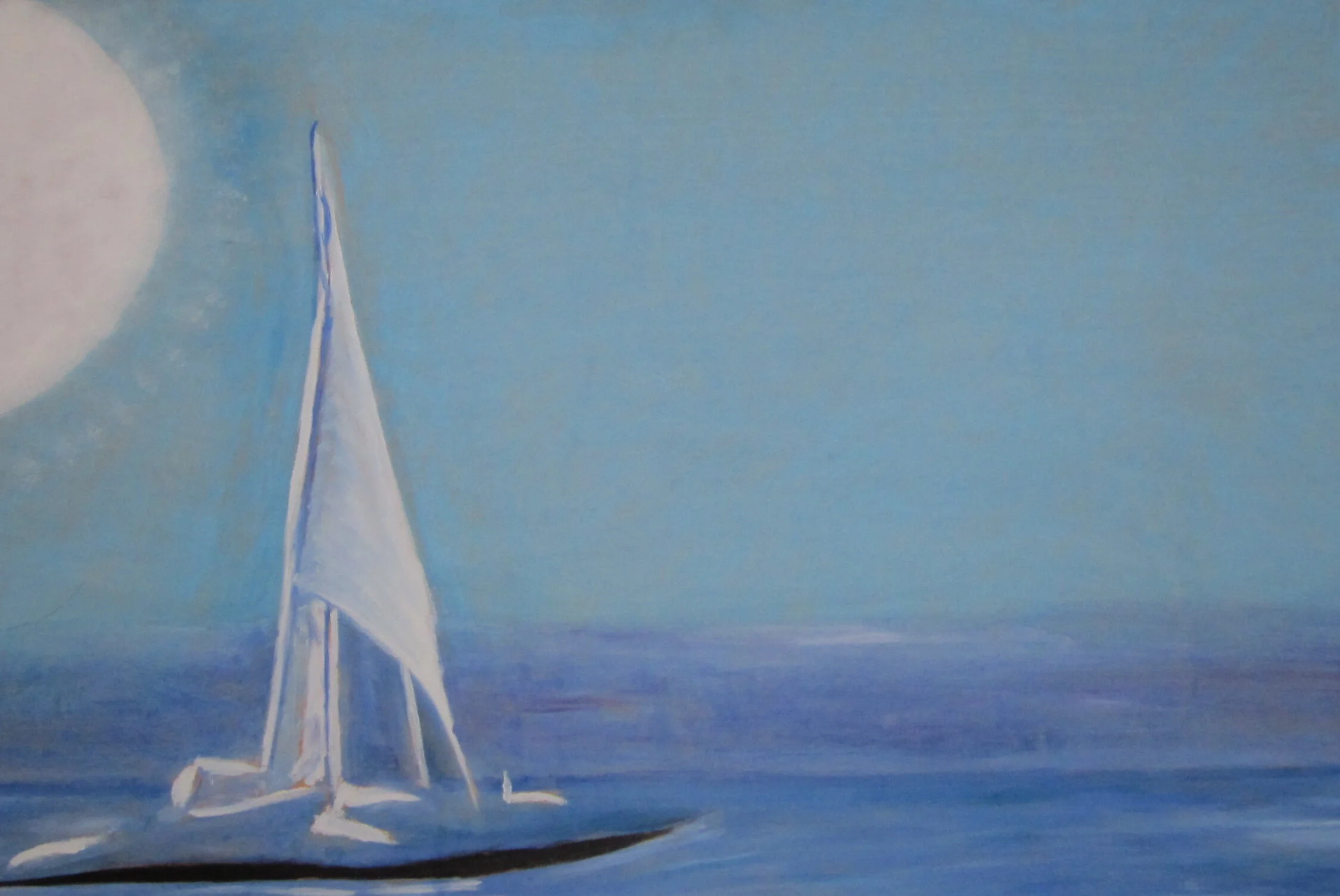 ..Dead Calm (Catamaran, Blue Sky, Sea)..