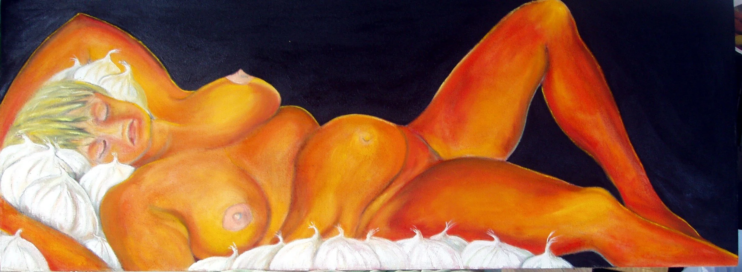 ..Nude on Garlic Bed (Reclining Nude)..