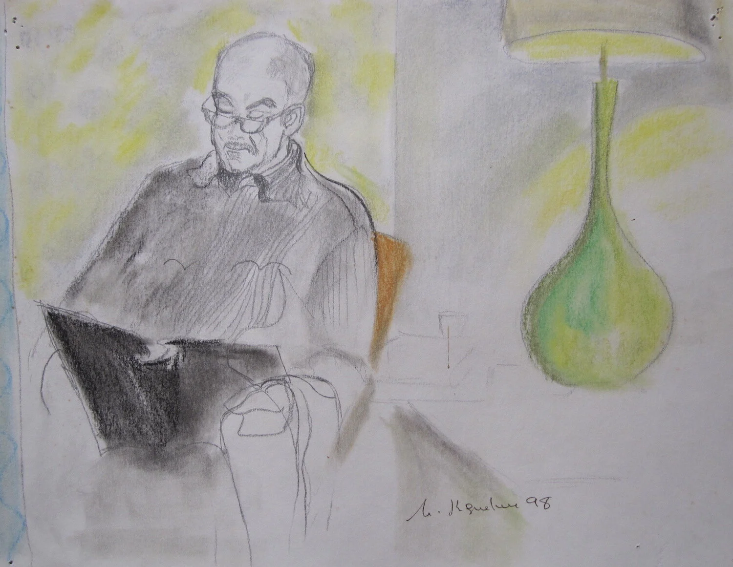 ..Sean Reading with Green Lamp..