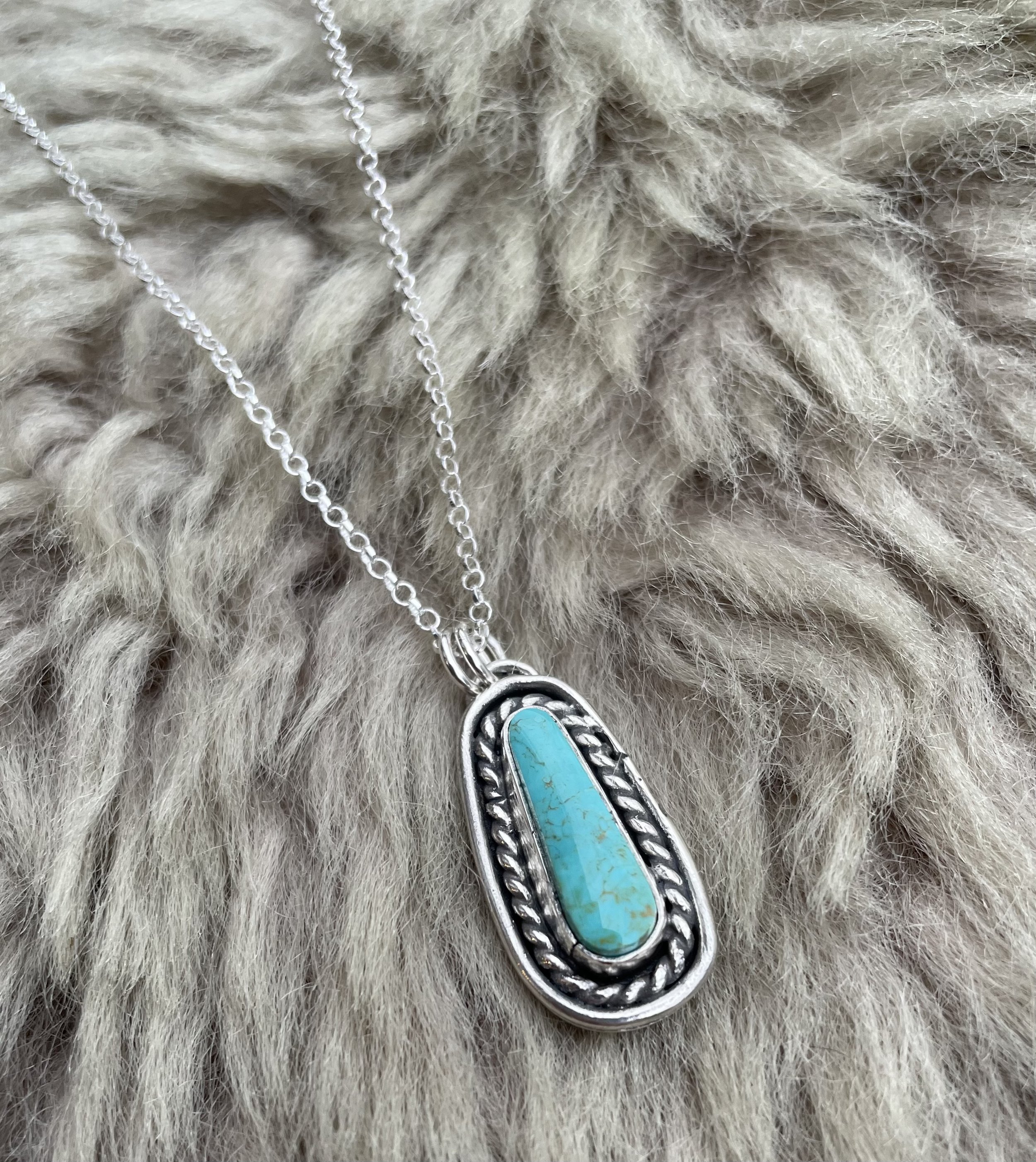 Kingman Turquoise Double Border Pendant