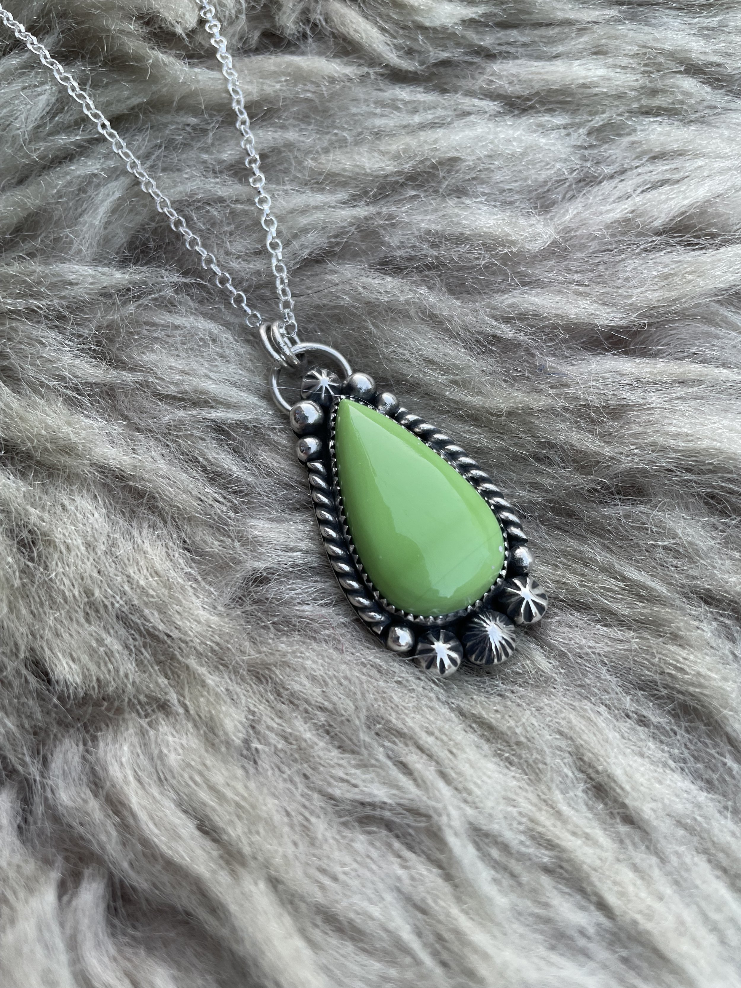 Green Rosarita Teardrop Concho Pendant