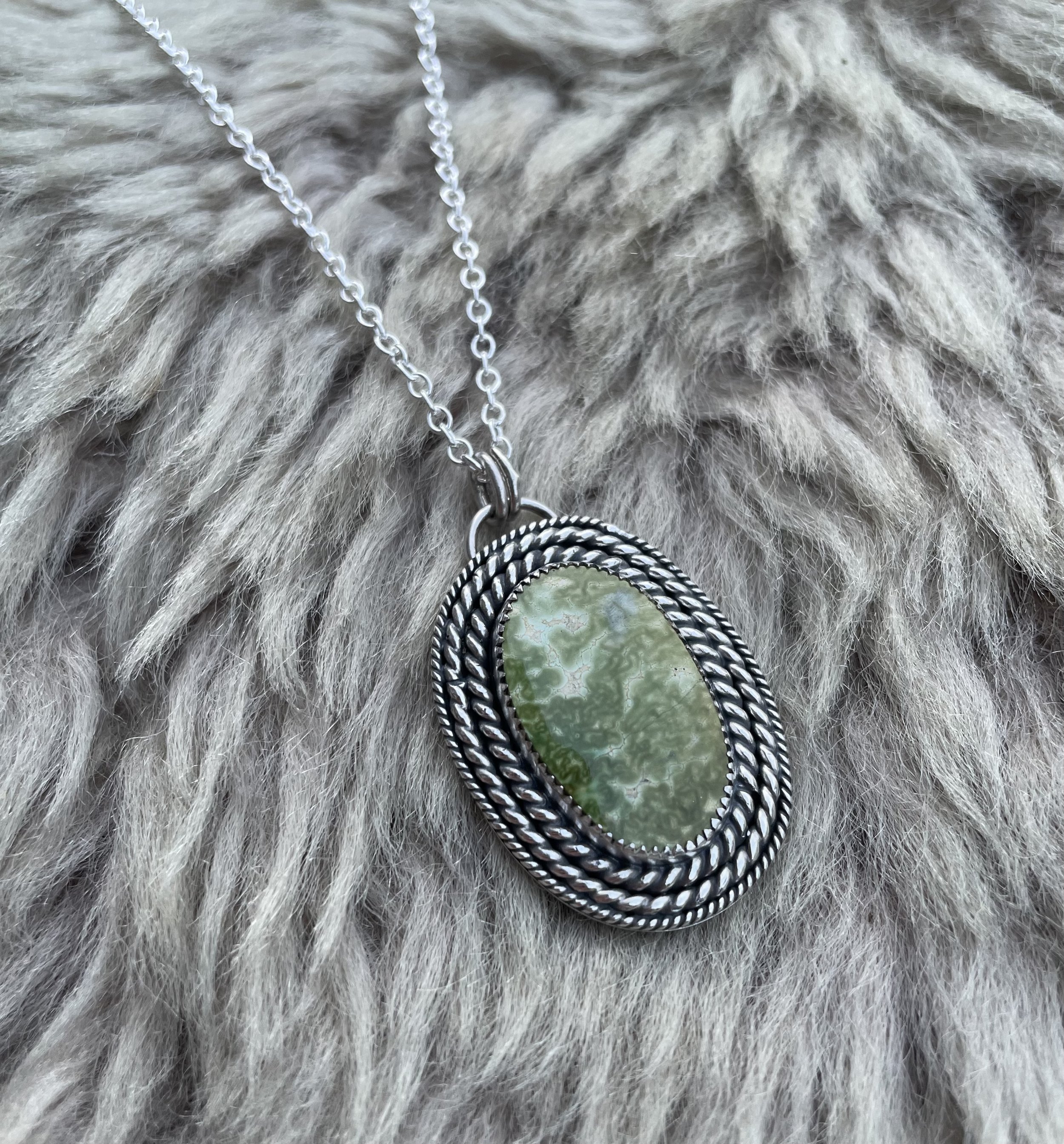 Large Turquoise Triple Border Pendant