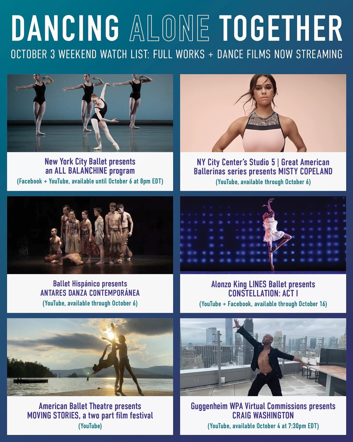 Happy October! More viewing opportunities, video links, and more available at dancingalonetogether.org/weekly-watch-list/