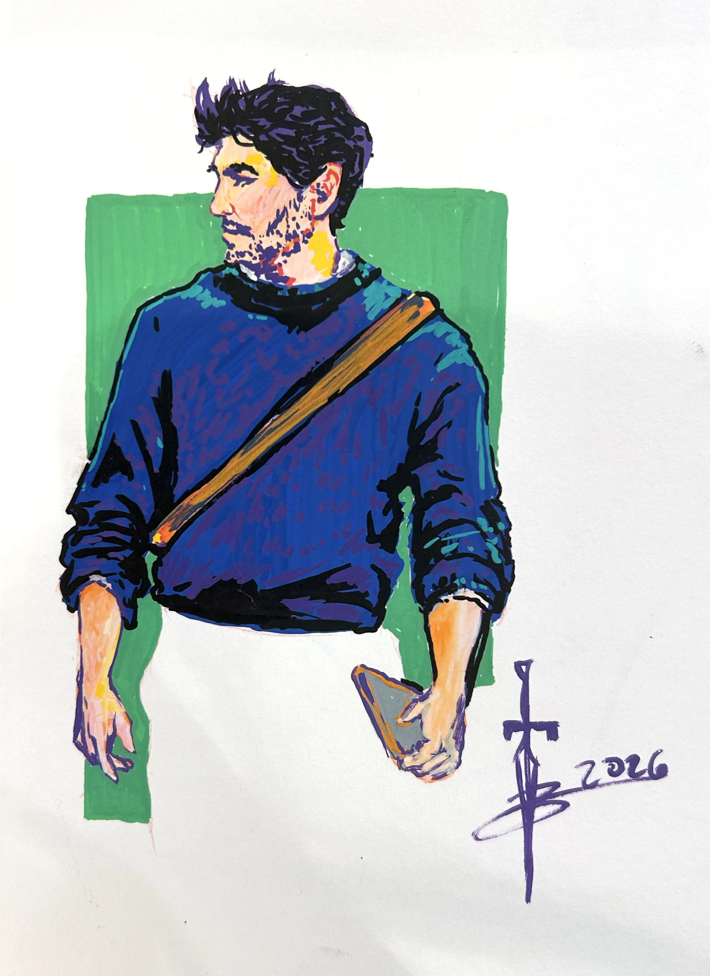 Academic Figure- Acrylic Pens on Paper 