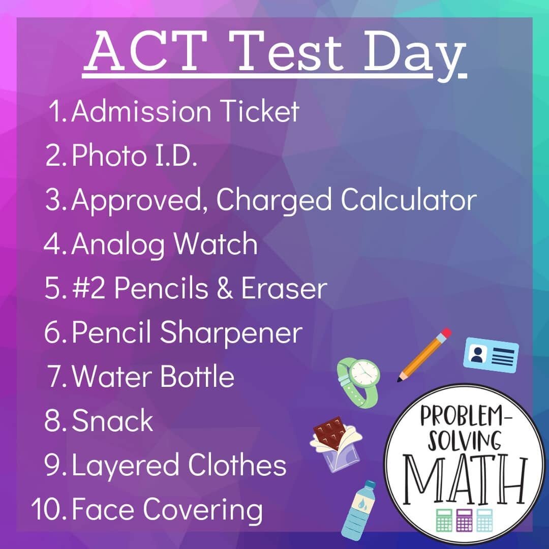 Happy ACT Eve! Pack your test day bag, get a good night's sleep, &amp; ROCK the test tomorrow!! 🤓
.
*Don't forget a face covering, even if vaccinated, as some locations may require one to test 
.
#ProblemSolvingMath #ACT #testprep #actprep