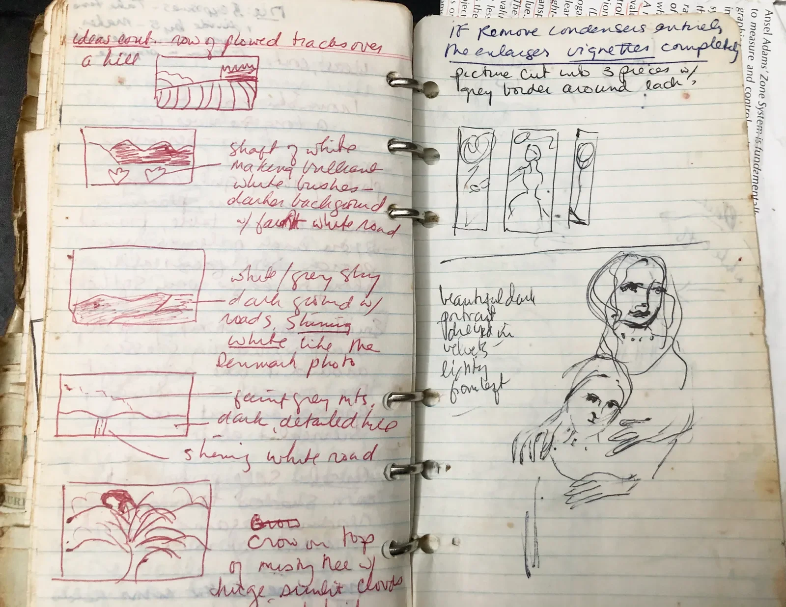 A page from Sally Mann’s notebook, circa 1973
 © Sally Mann. 