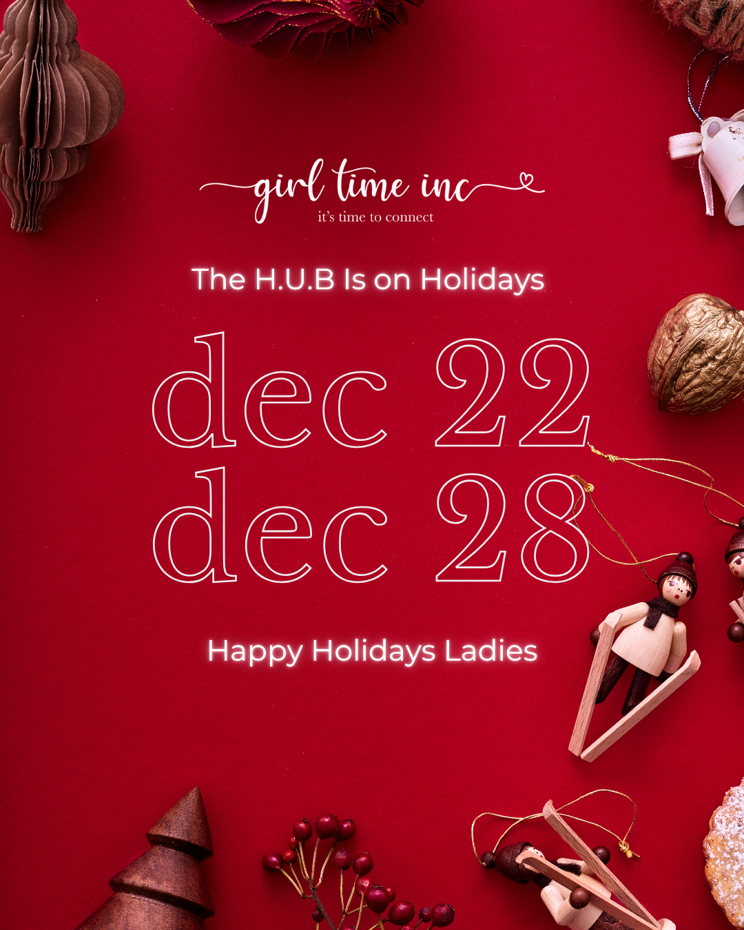 the H.U.B is on Holidays 