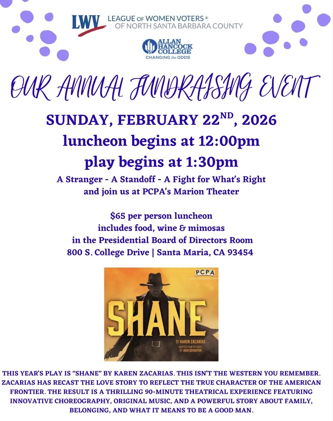 Shane Fundraiser for League of Women Voter