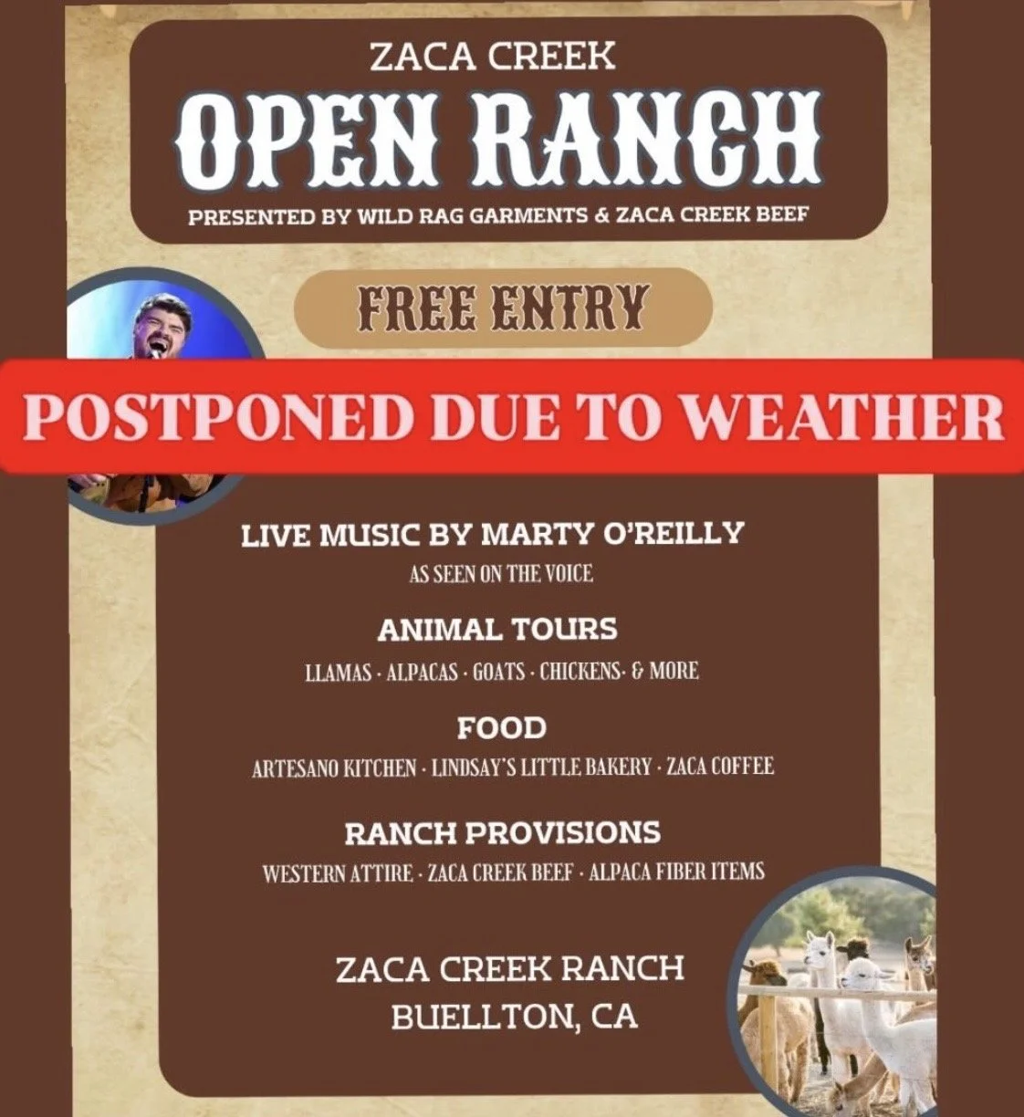 Postponed - Zaca Creek Open Ranch