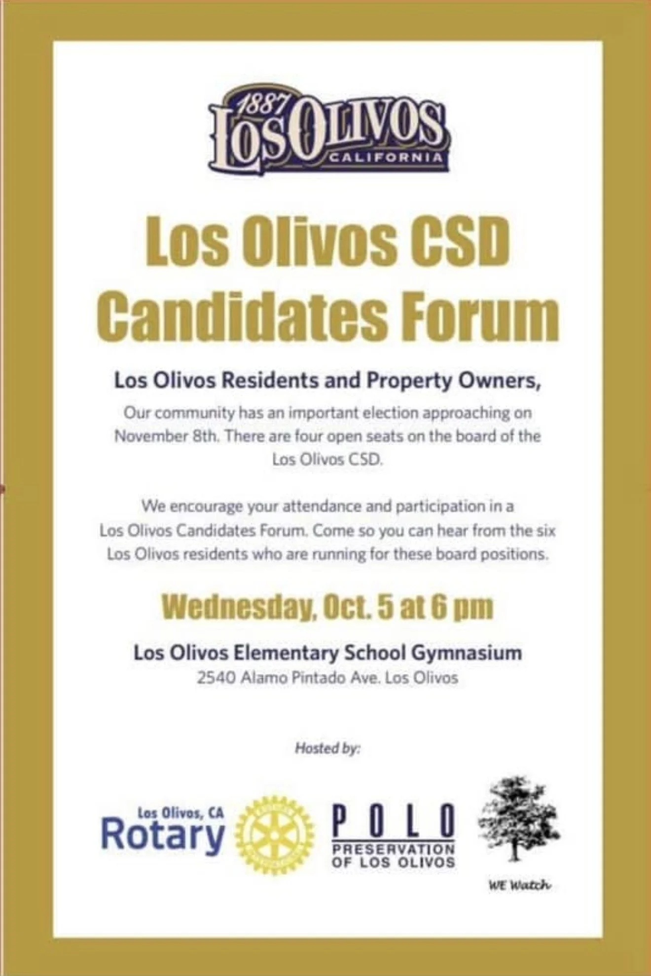Los Olivos CSD Candidates Forum 
